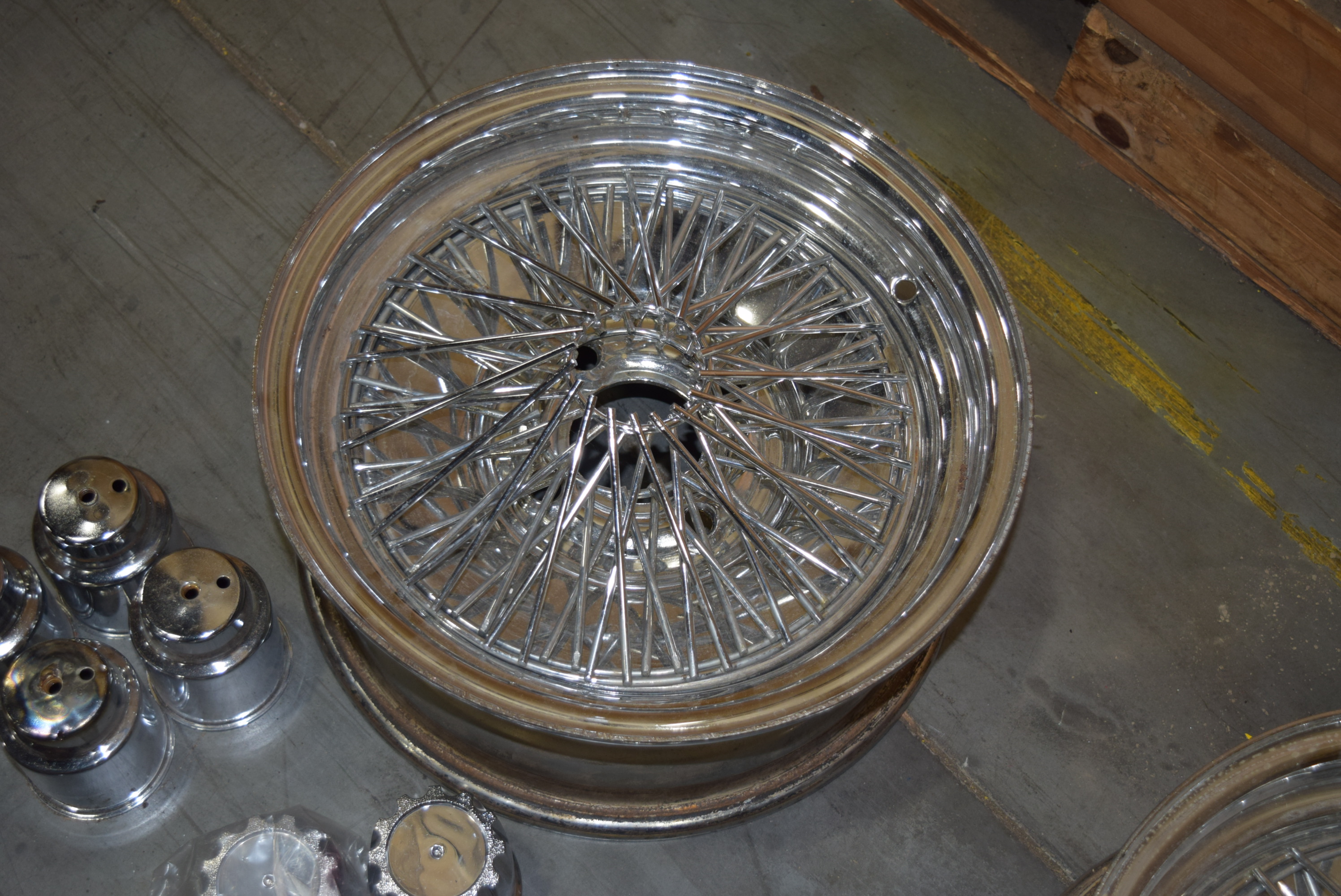 Four Vintage Wire Car Rims by Rocket Road Wheels