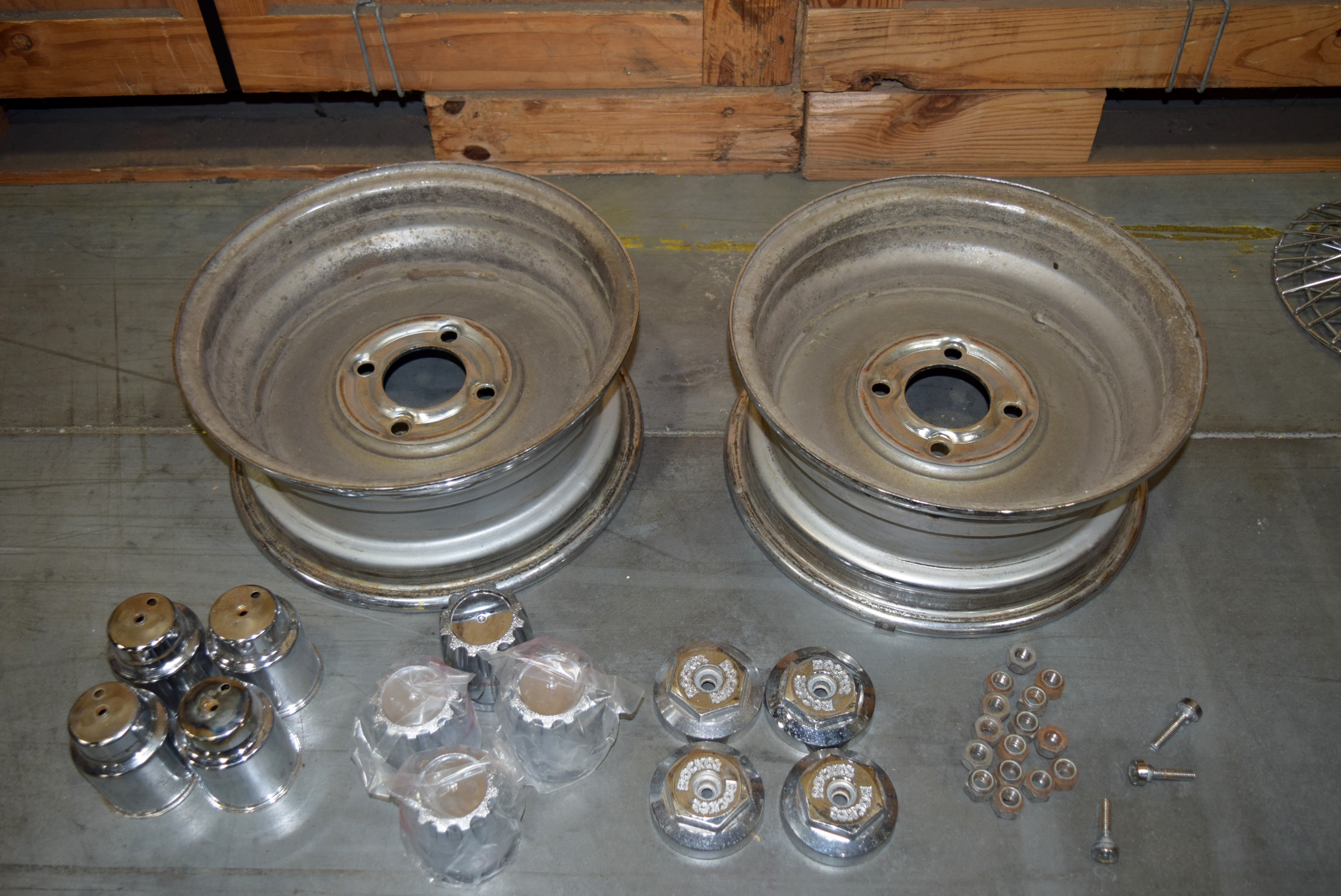 Four Vintage Wire Car Rims by Rocket Road Wheels