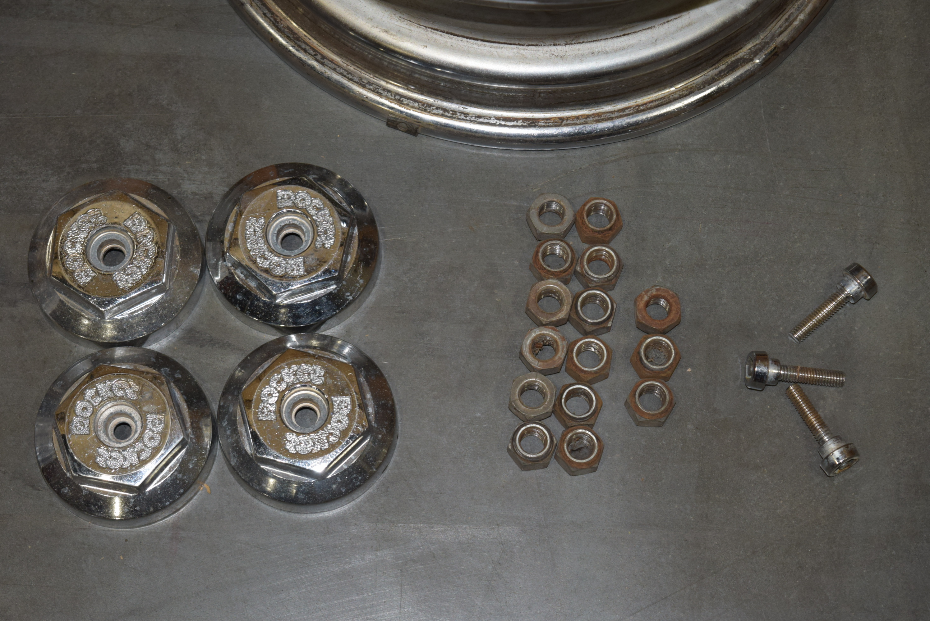 Four Vintage Wire Car Rims by Rocket Road Wheels