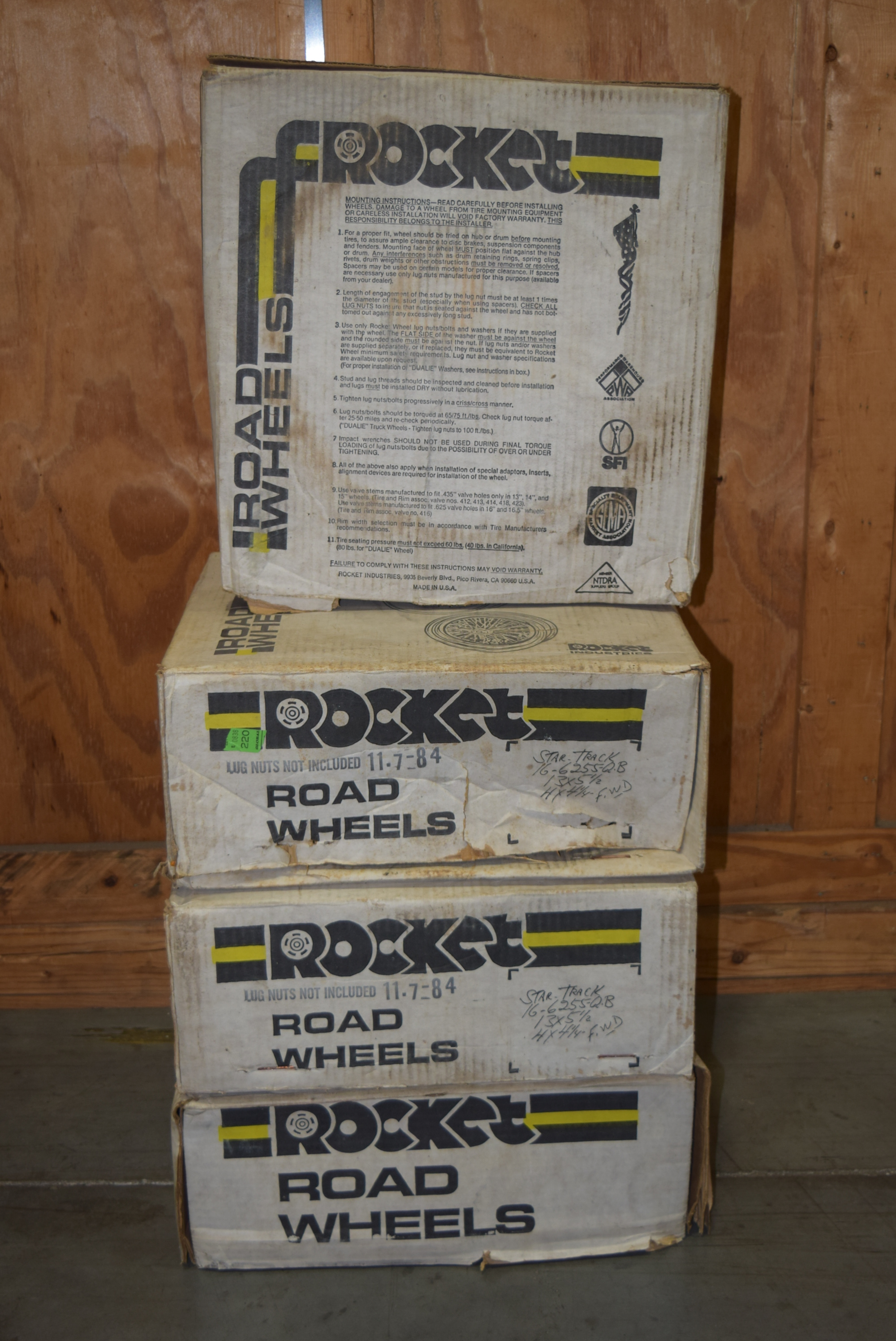 Four Vintage Wire Car Rims by Rocket Road Wheels