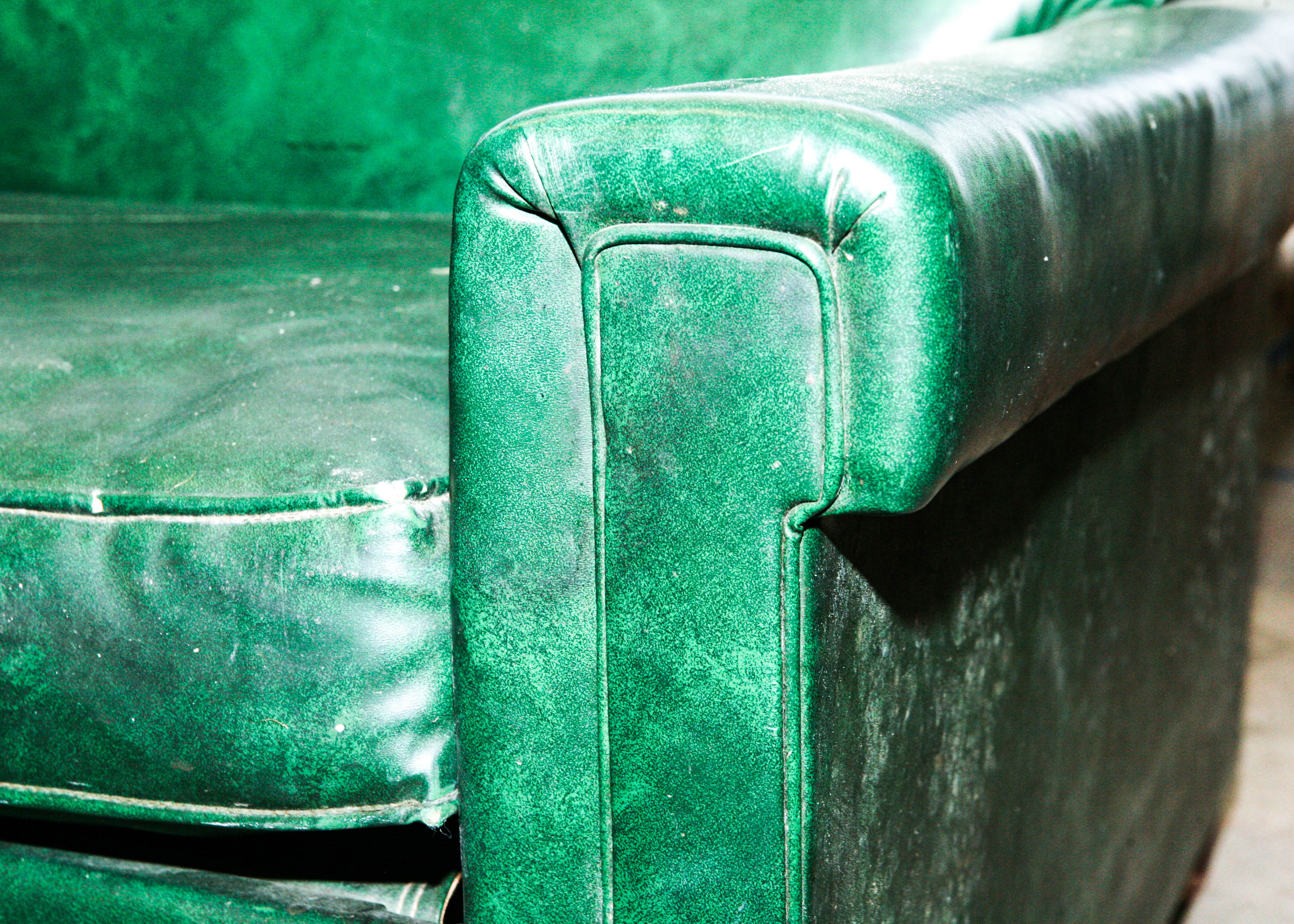 Vintage 1950s Simmons Green Vinyl Hide-A-Bed Sofa