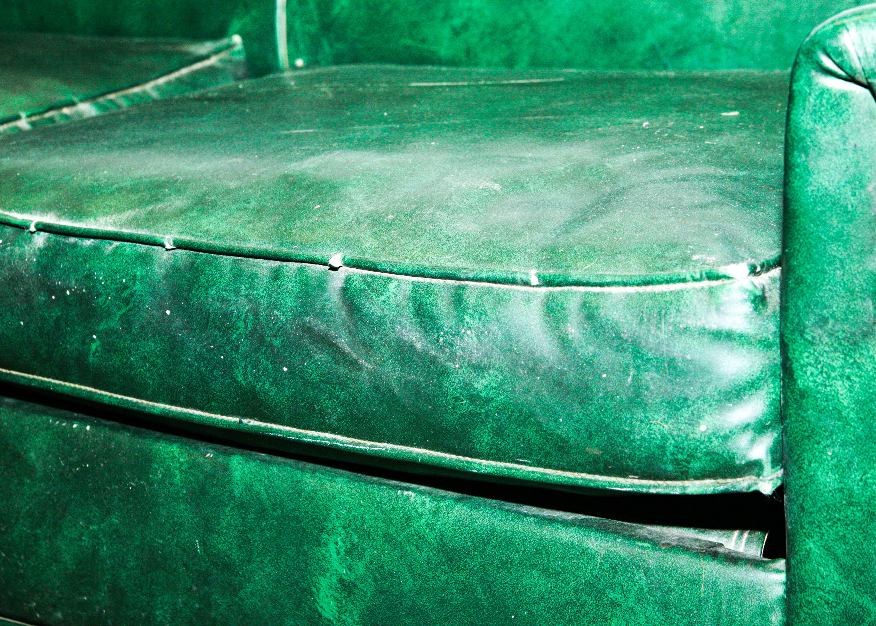 Vintage 1950s Simmons Green Vinyl Hide-A-Bed Sofa