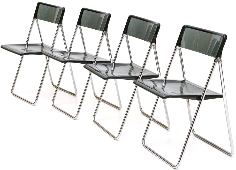 Set of Four Black Acrylic Folding Chairs