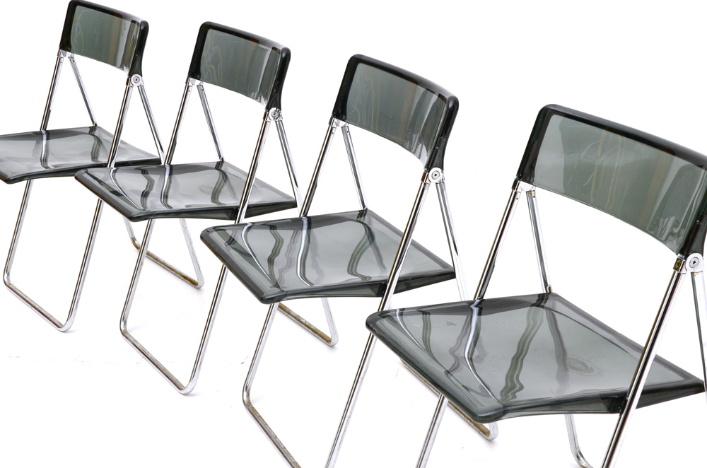 Set of Four Black Acrylic Folding Chairs