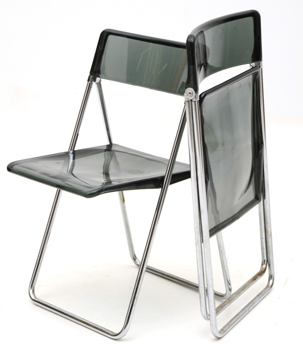 Set of Four Black Acrylic Folding Chairs