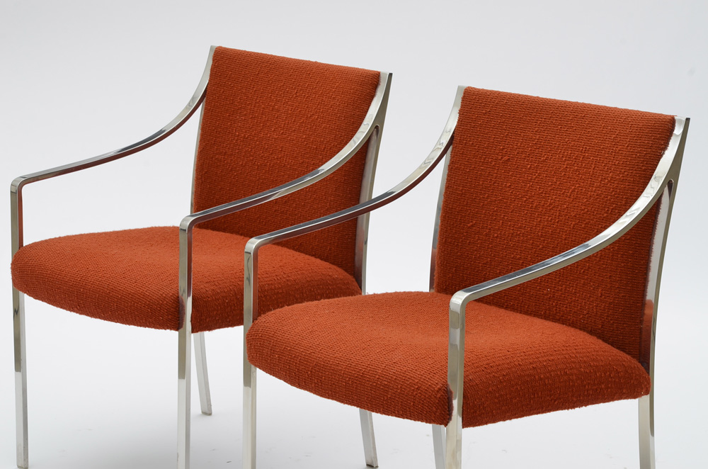 Pair of Stendig Labeled Chrome Arm Chairs