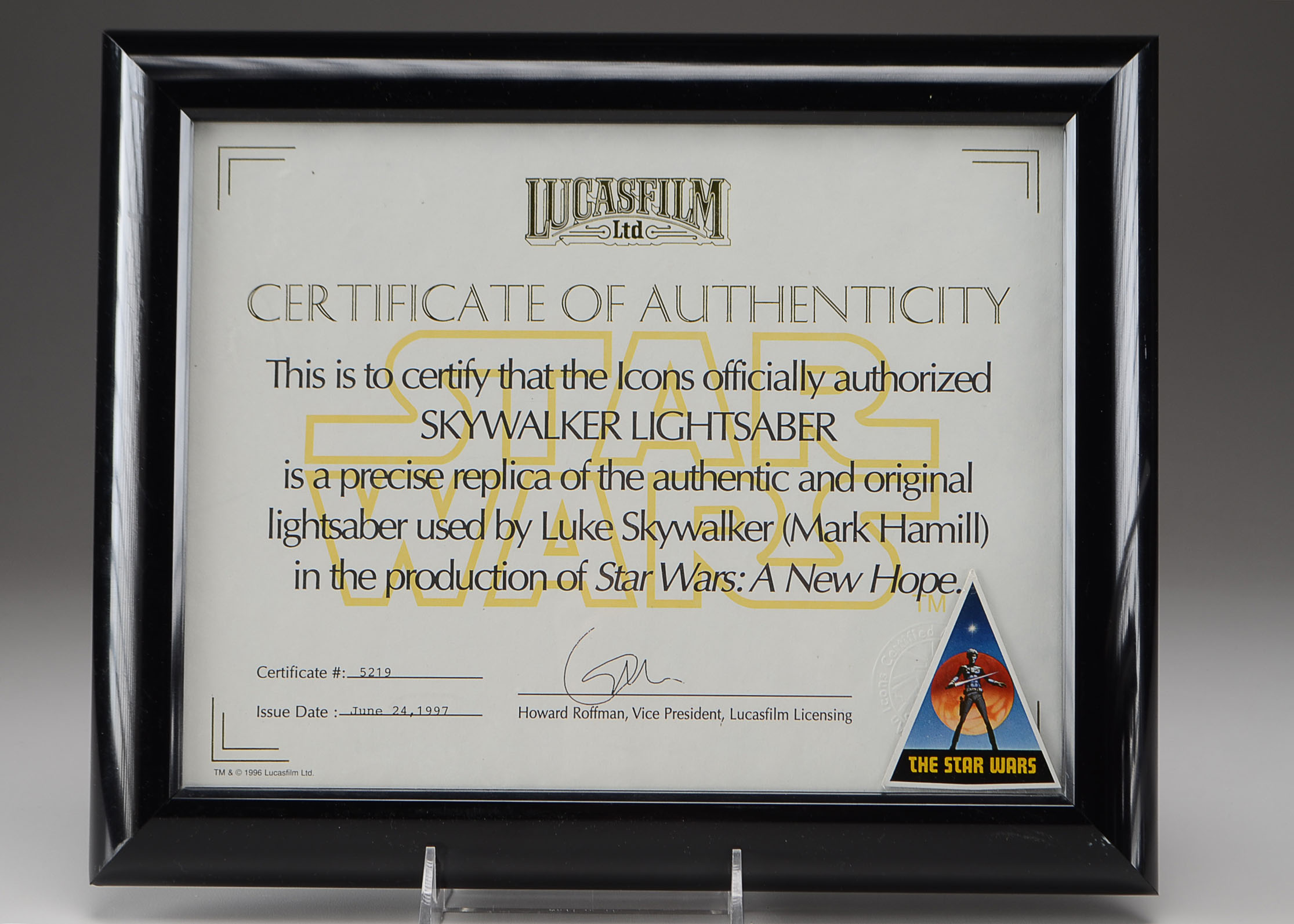 Authentic Replica "Skywalker Lightsaber" in Display Case