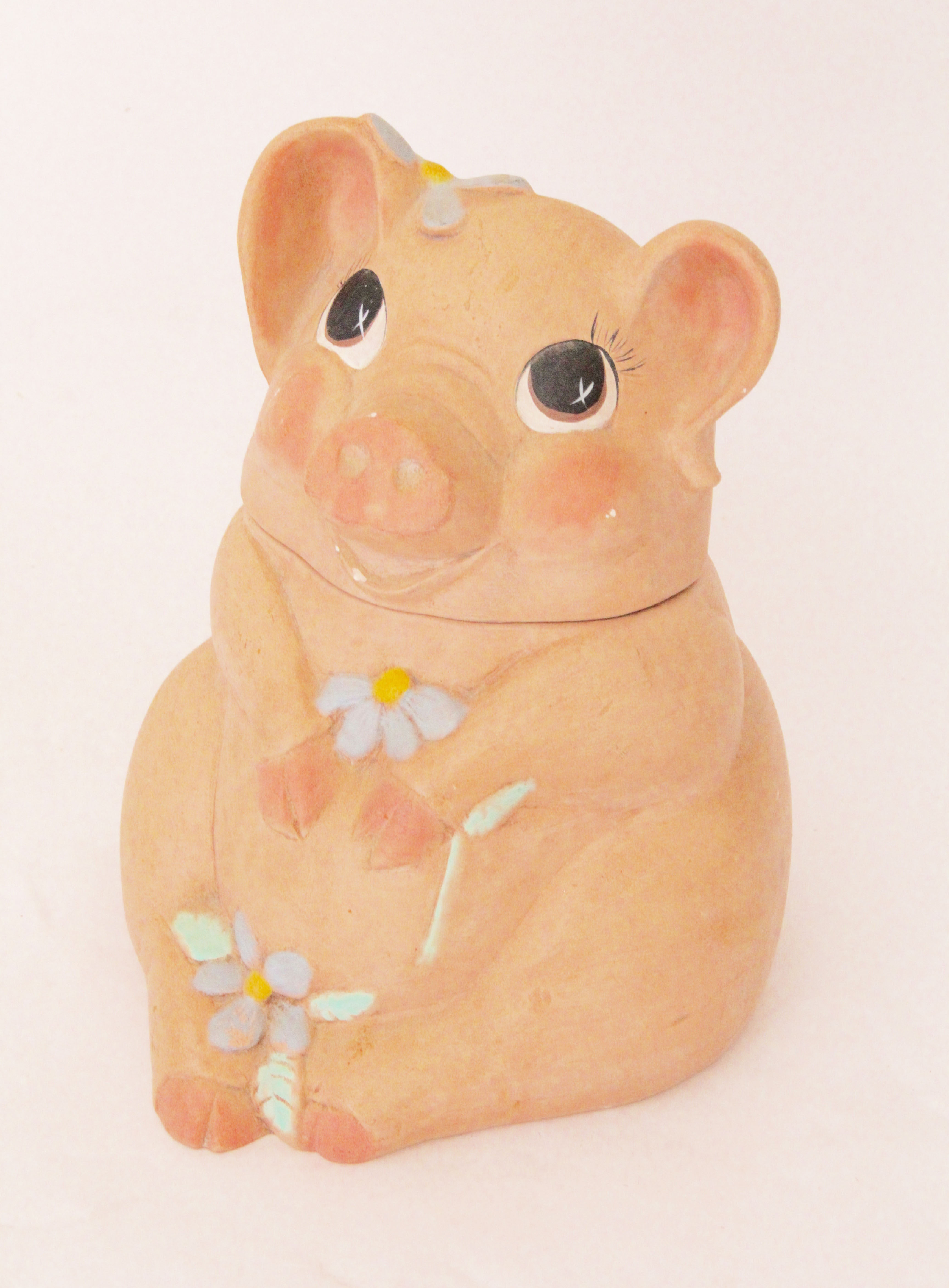 Vintage Pair of Clay Pig Cookie Jars