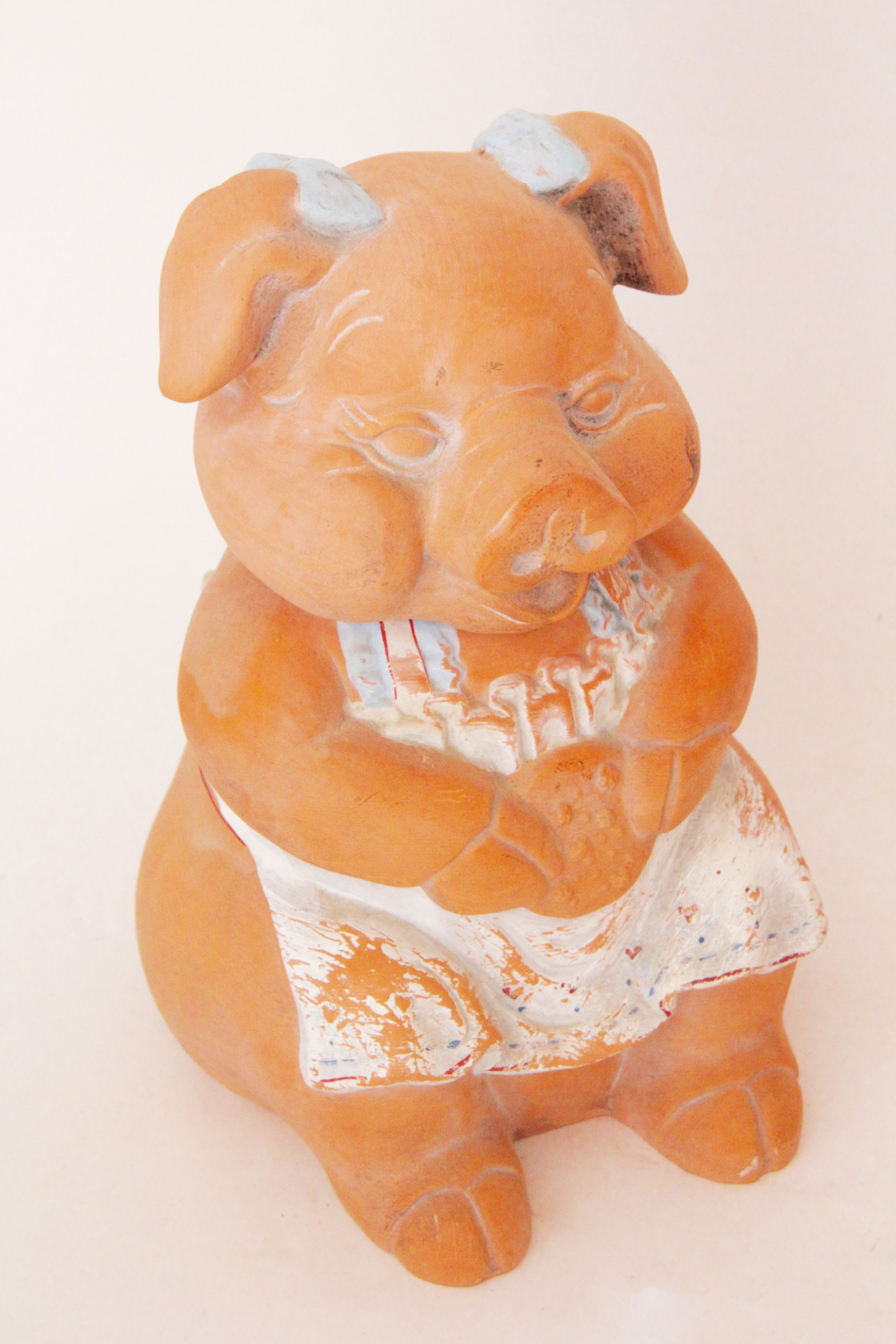 Vintage Pair of Clay Pig Cookie Jars