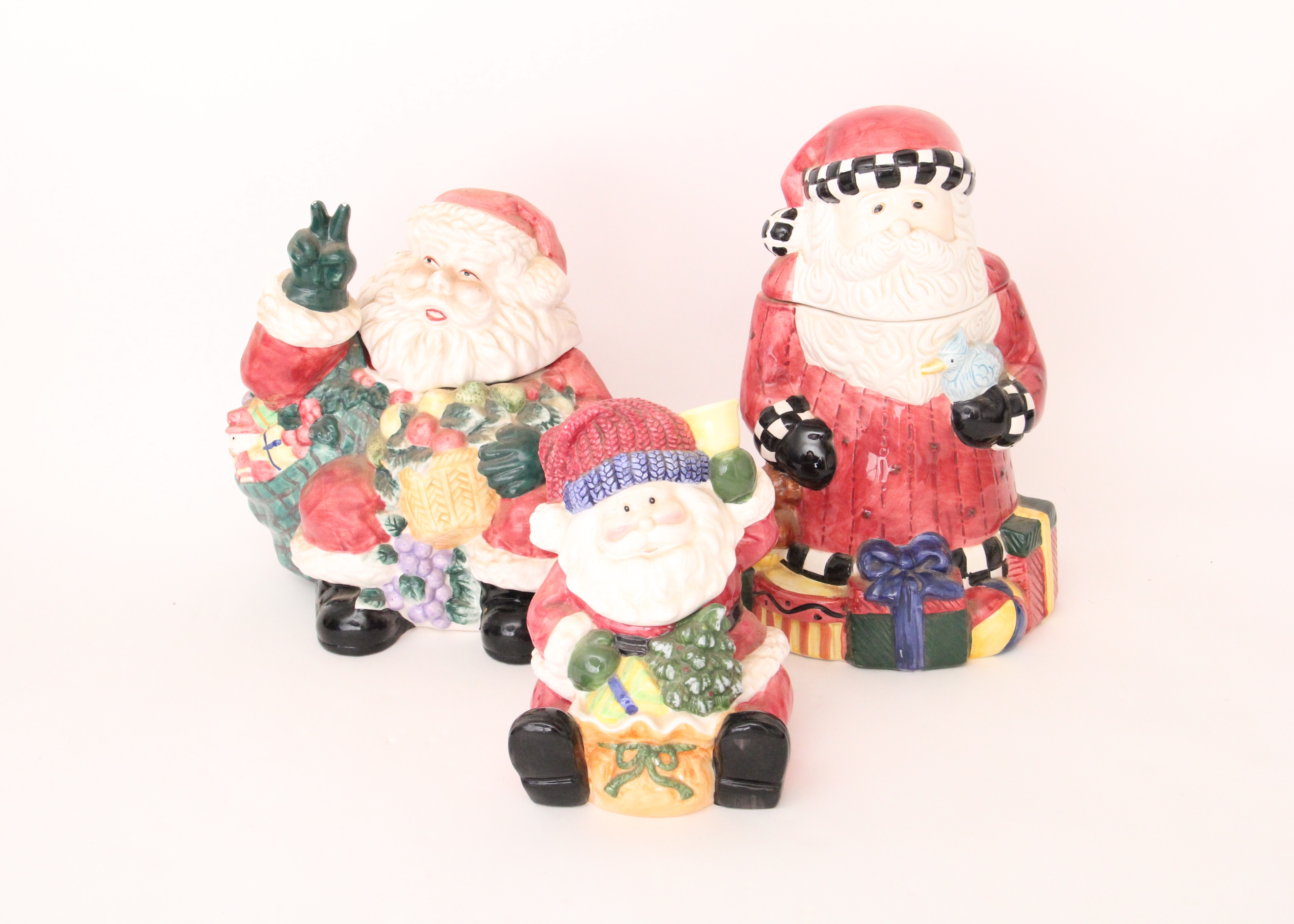 Three Vintage Santa Cookie Jars