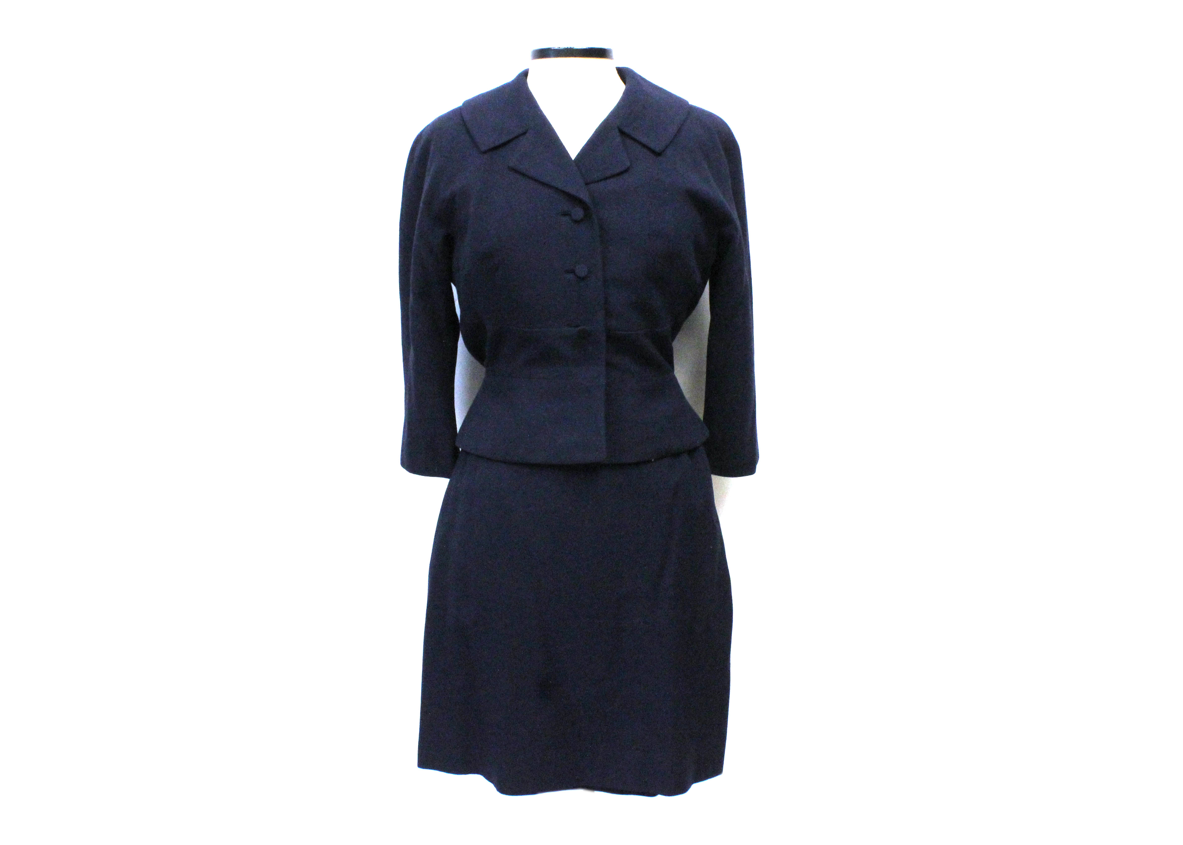 1950s Hemphill-Wells Navy Fitted Skirt Suit