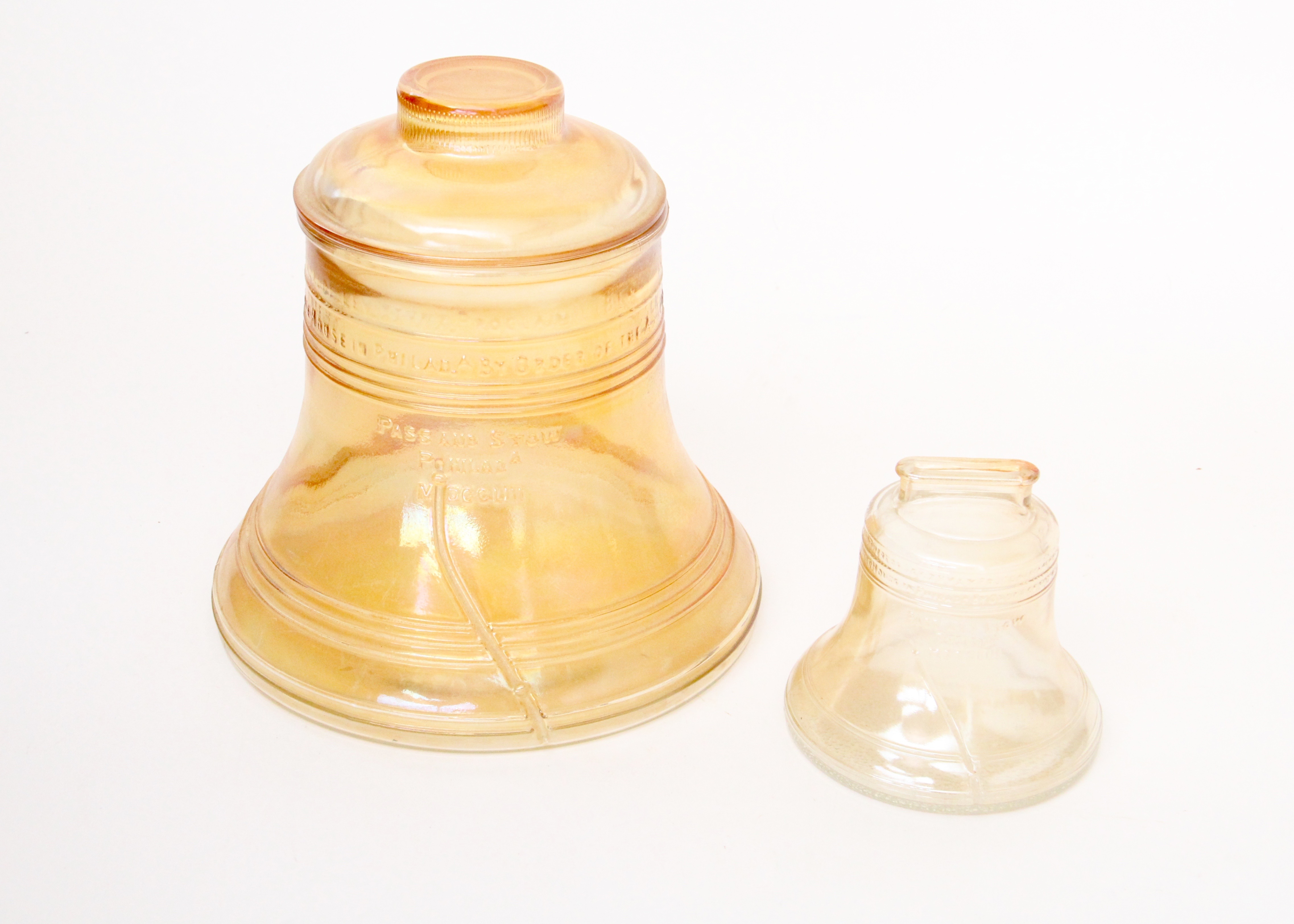 Vintage Pair of Glass Liberty Bell Containers
