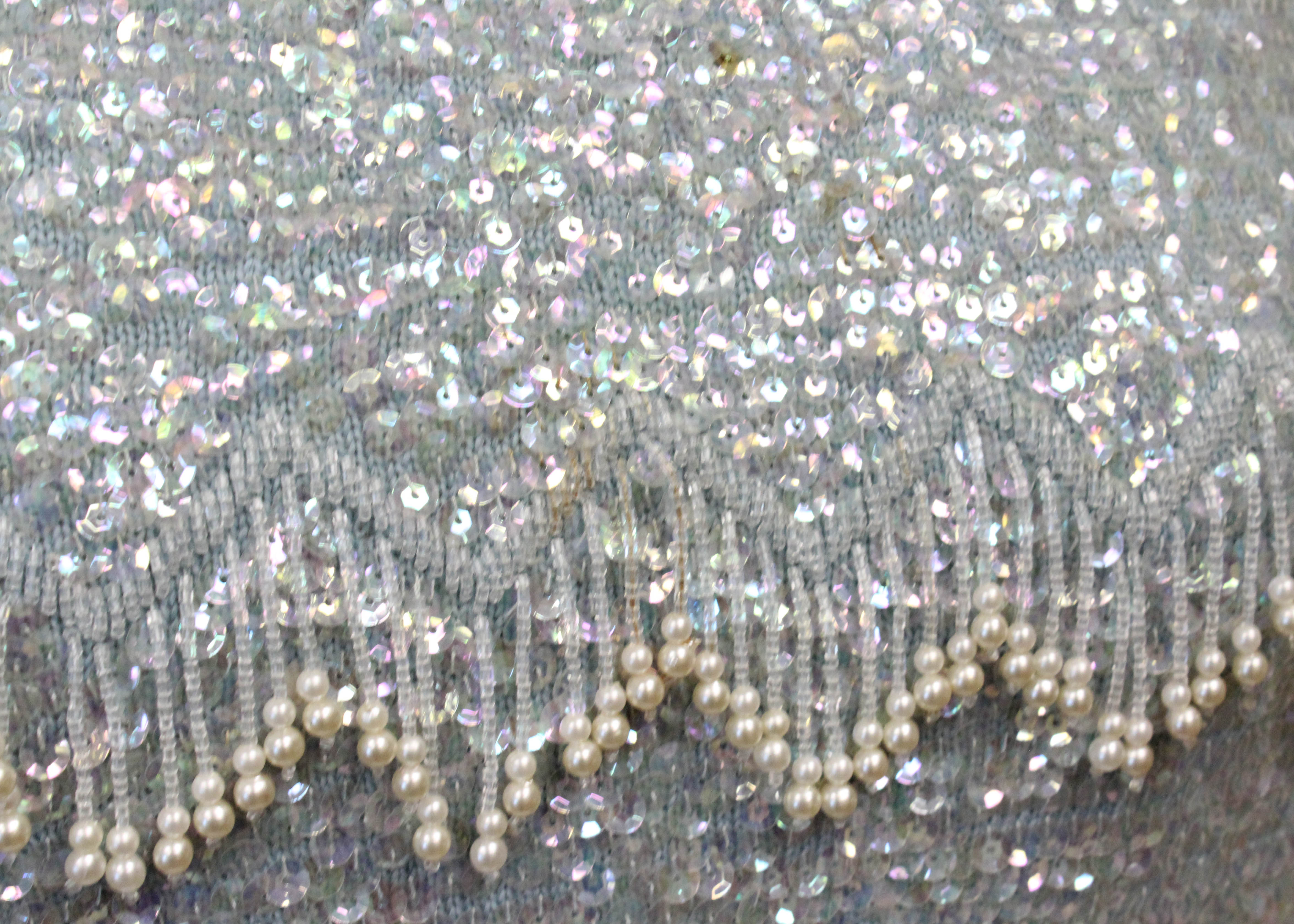 1960s Ice Blue Shimmer Beaded Top