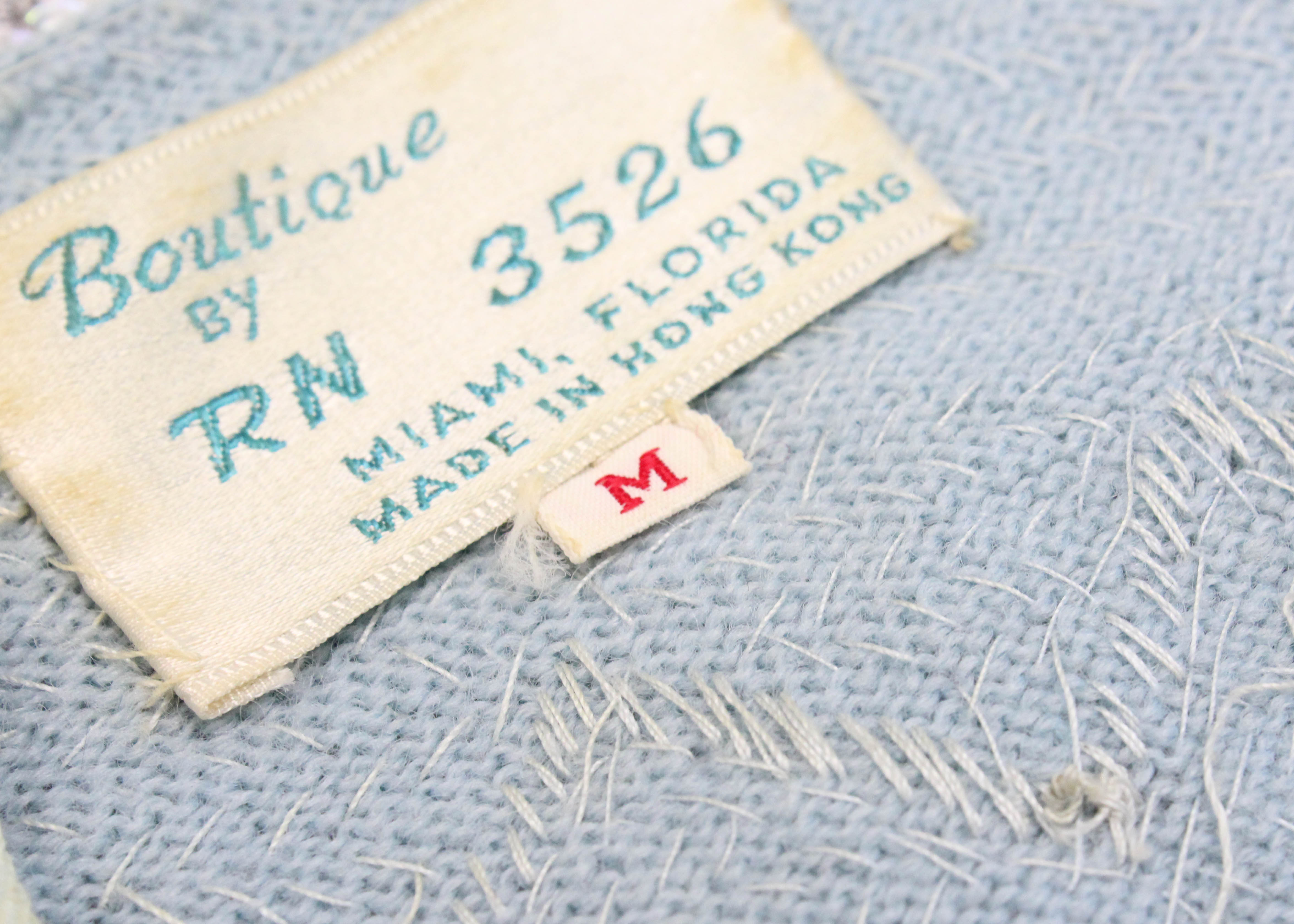 1960s Ice Blue Shimmer Beaded Top