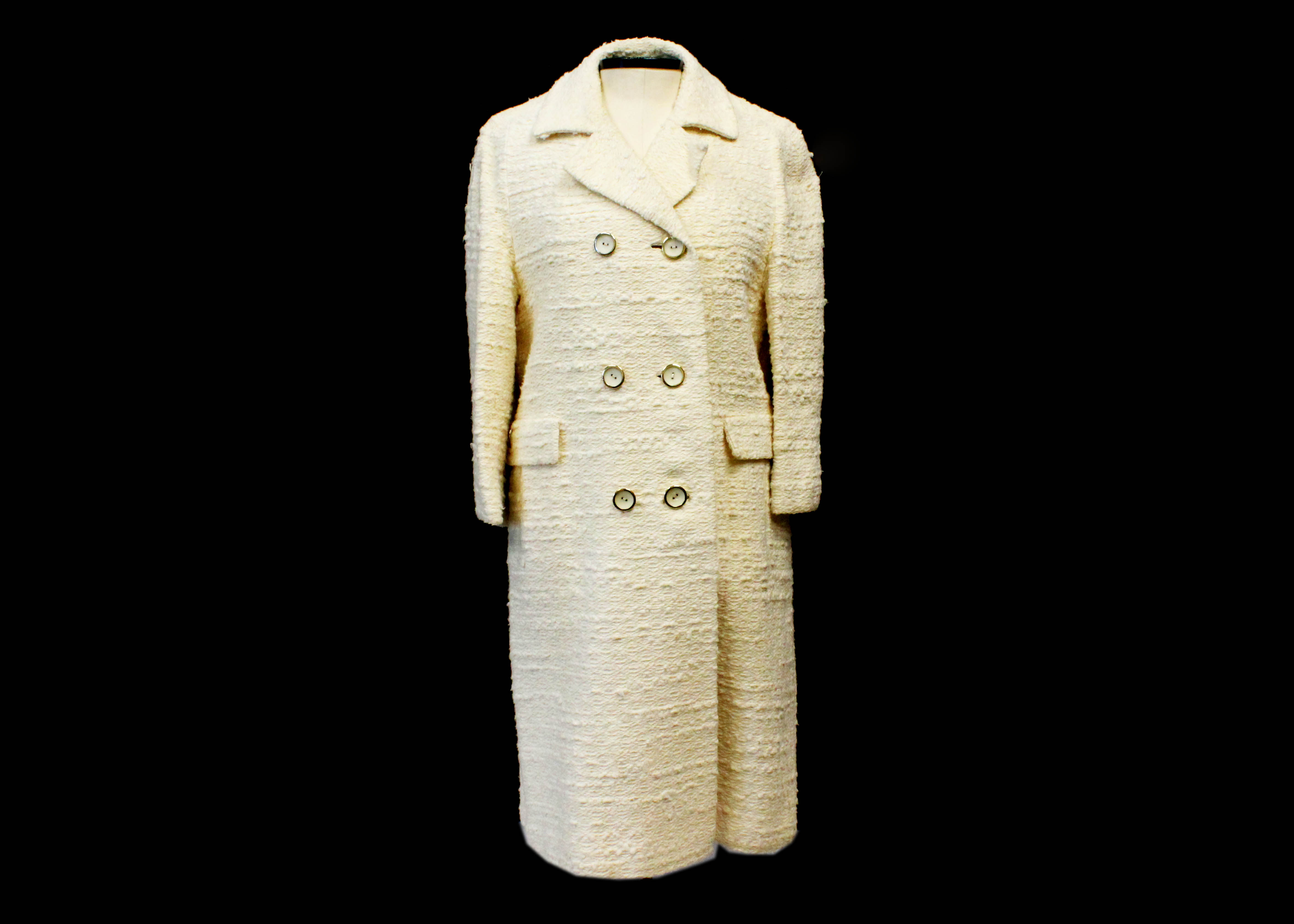 Vintage L.S. Ayres Cream Boucle Double Breasted Coat