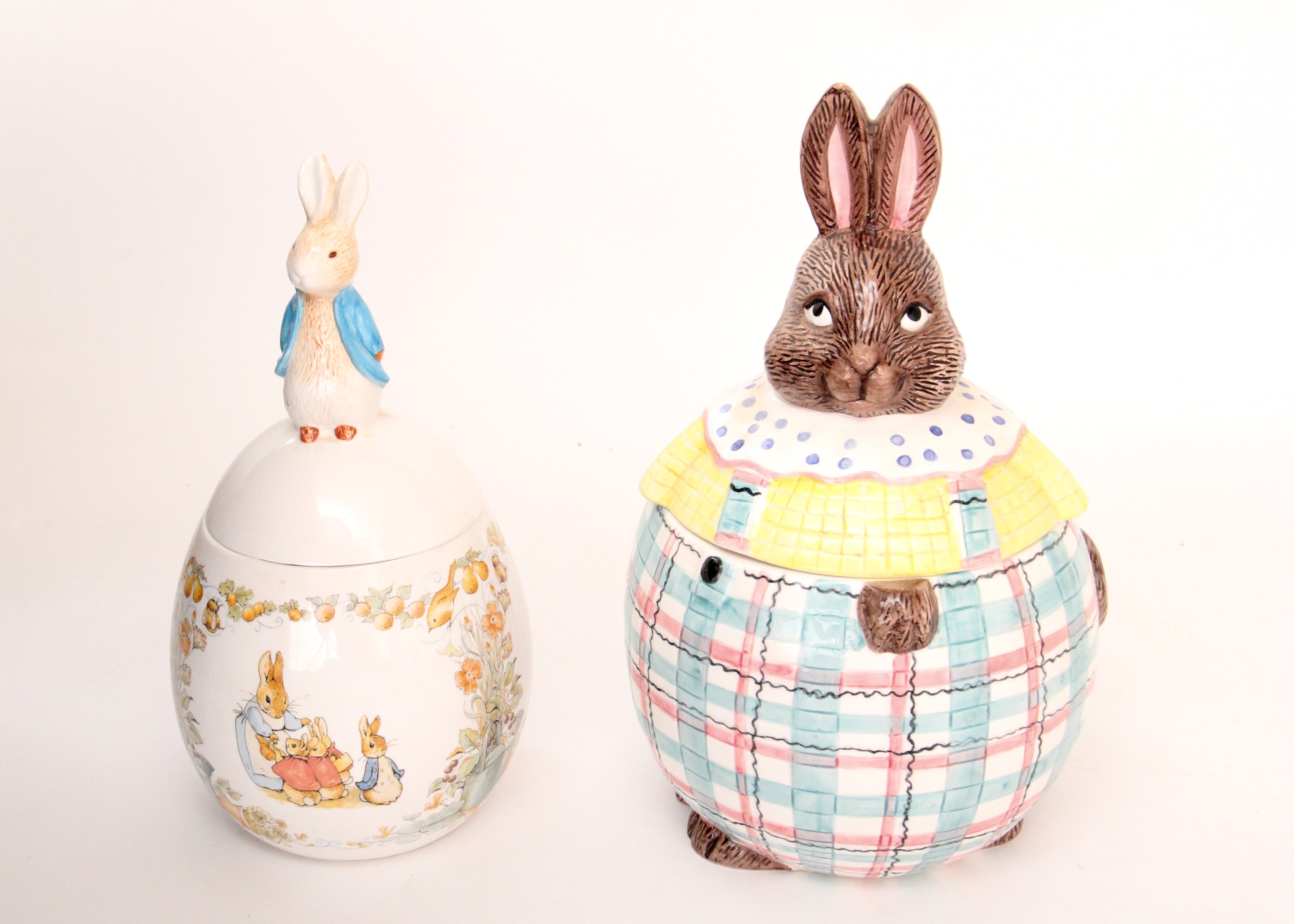 Vintage Beatrix Potter and Lotus Bunny Cookie Jars