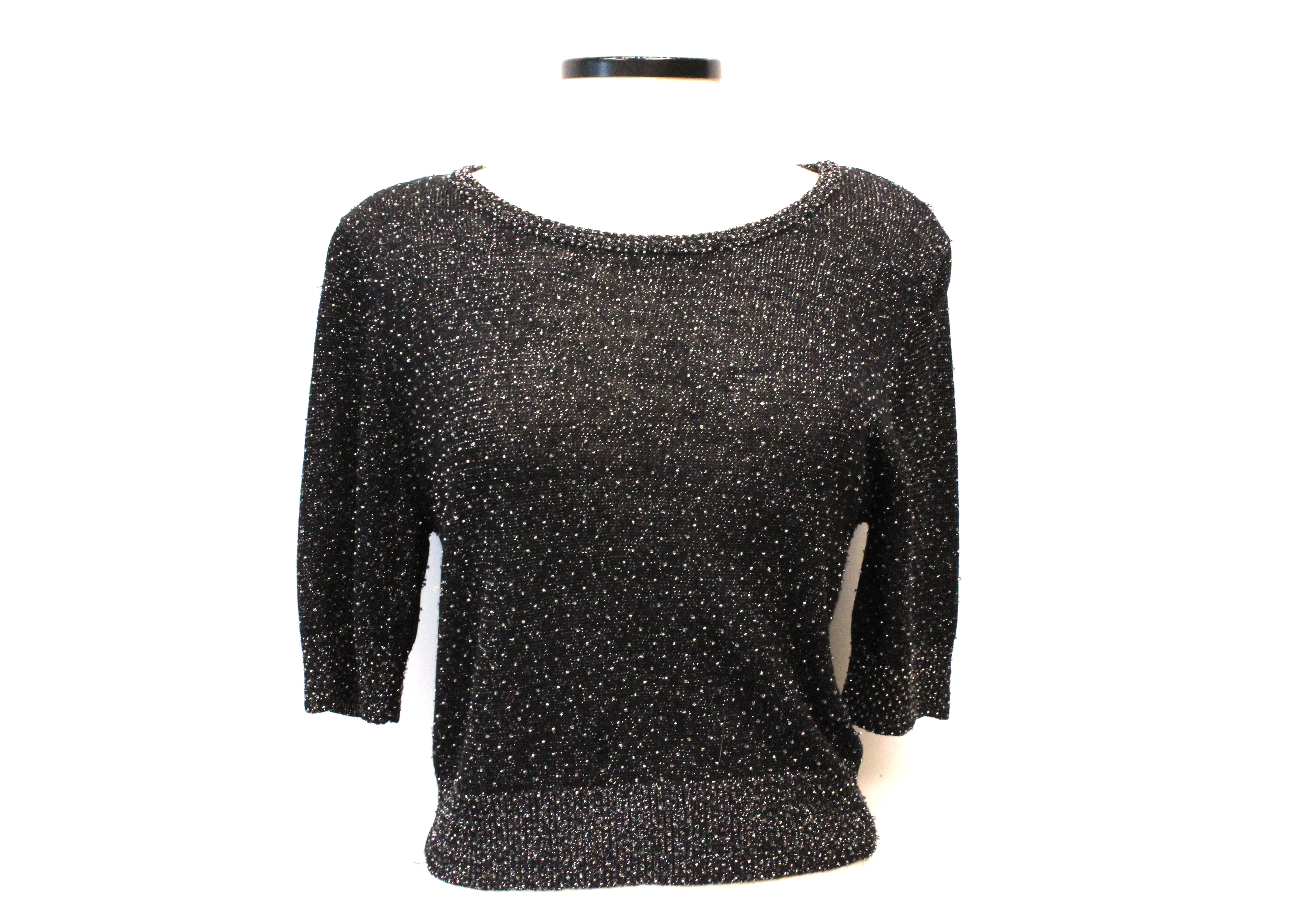 Black DKNY Beaded Boxy Cocktail Top