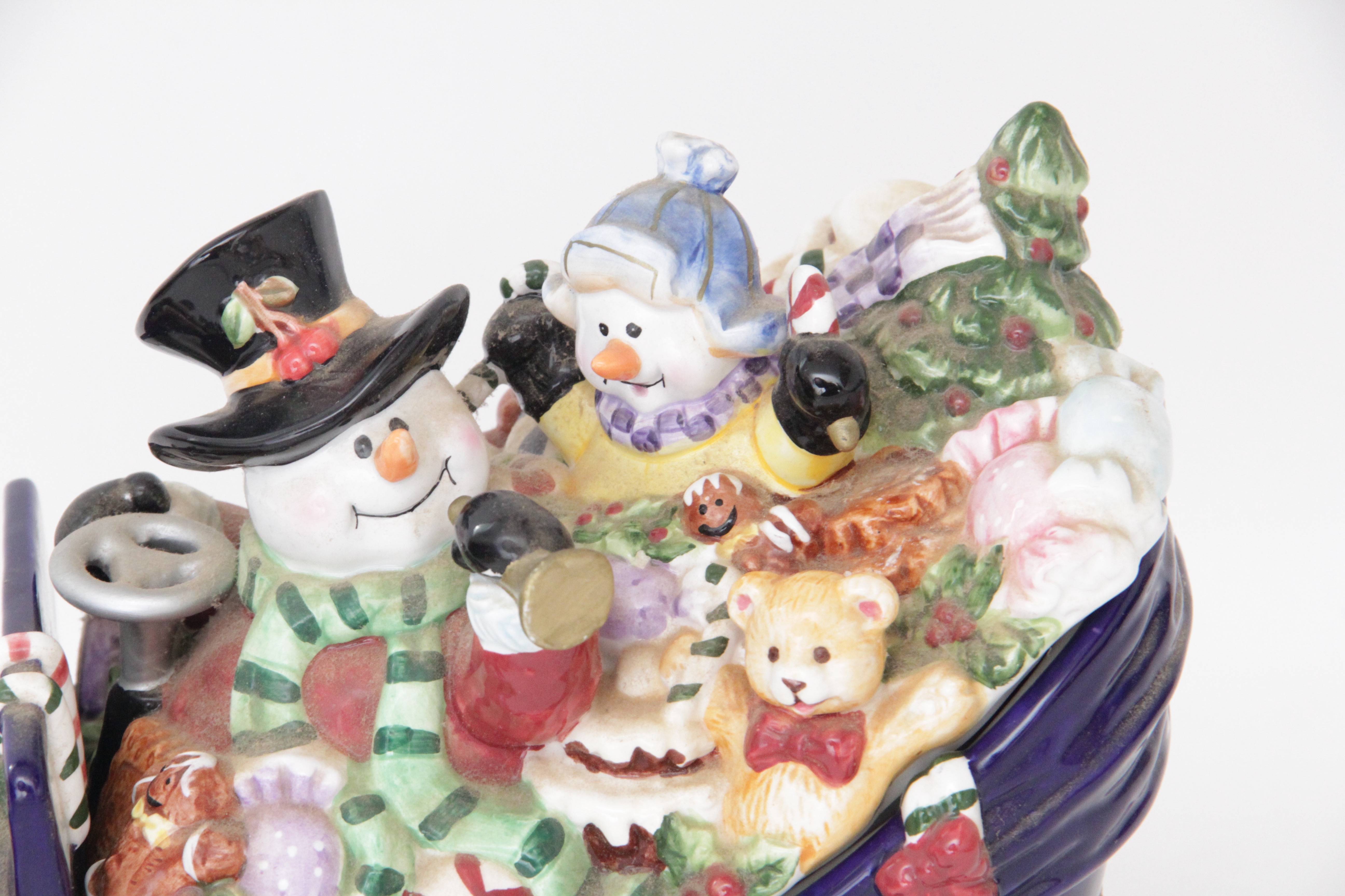 Pair of Vintage Snowmen Buggy Cookie Jars