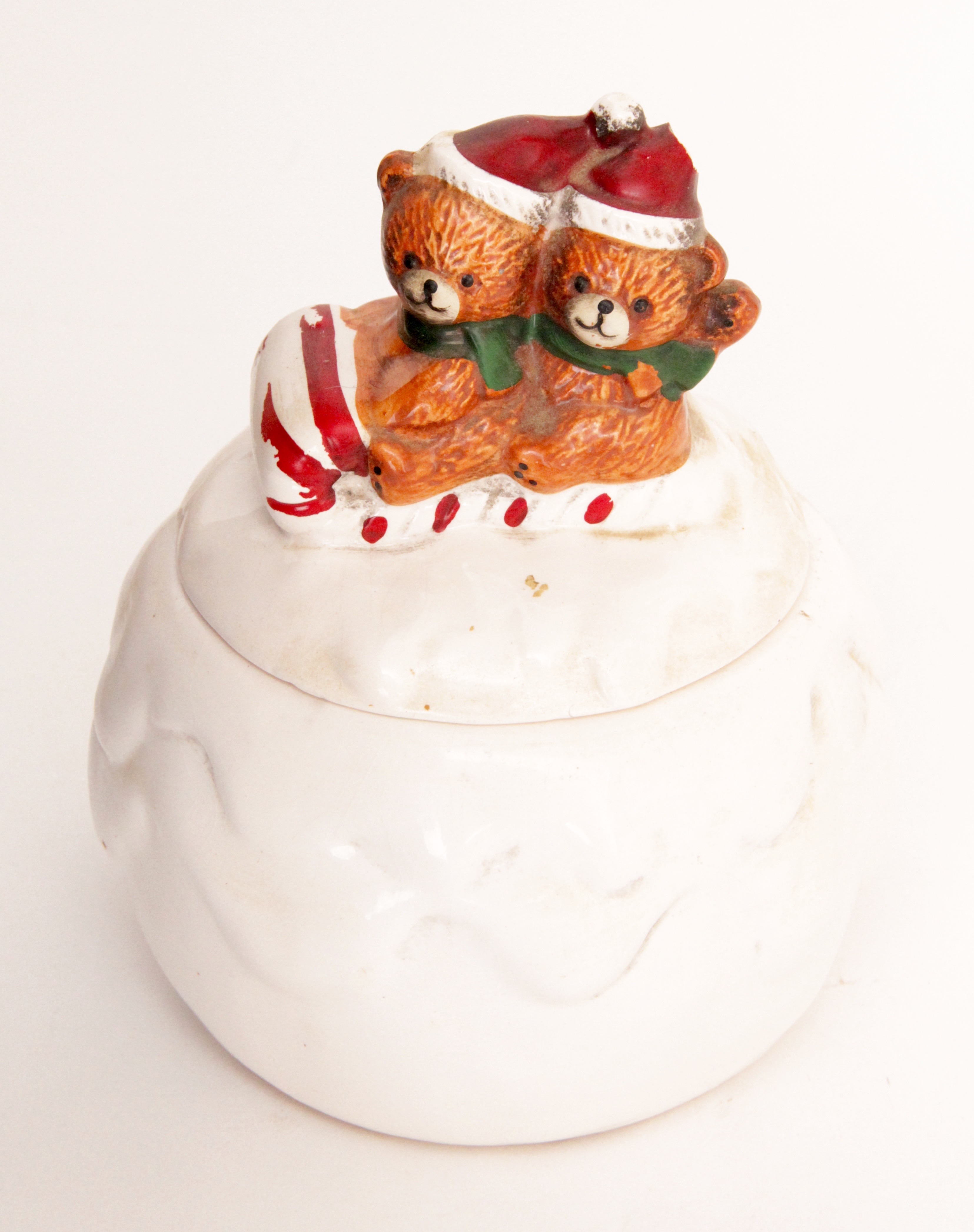 Vintage Set of Sledding Teddy Bears Cookie Jars