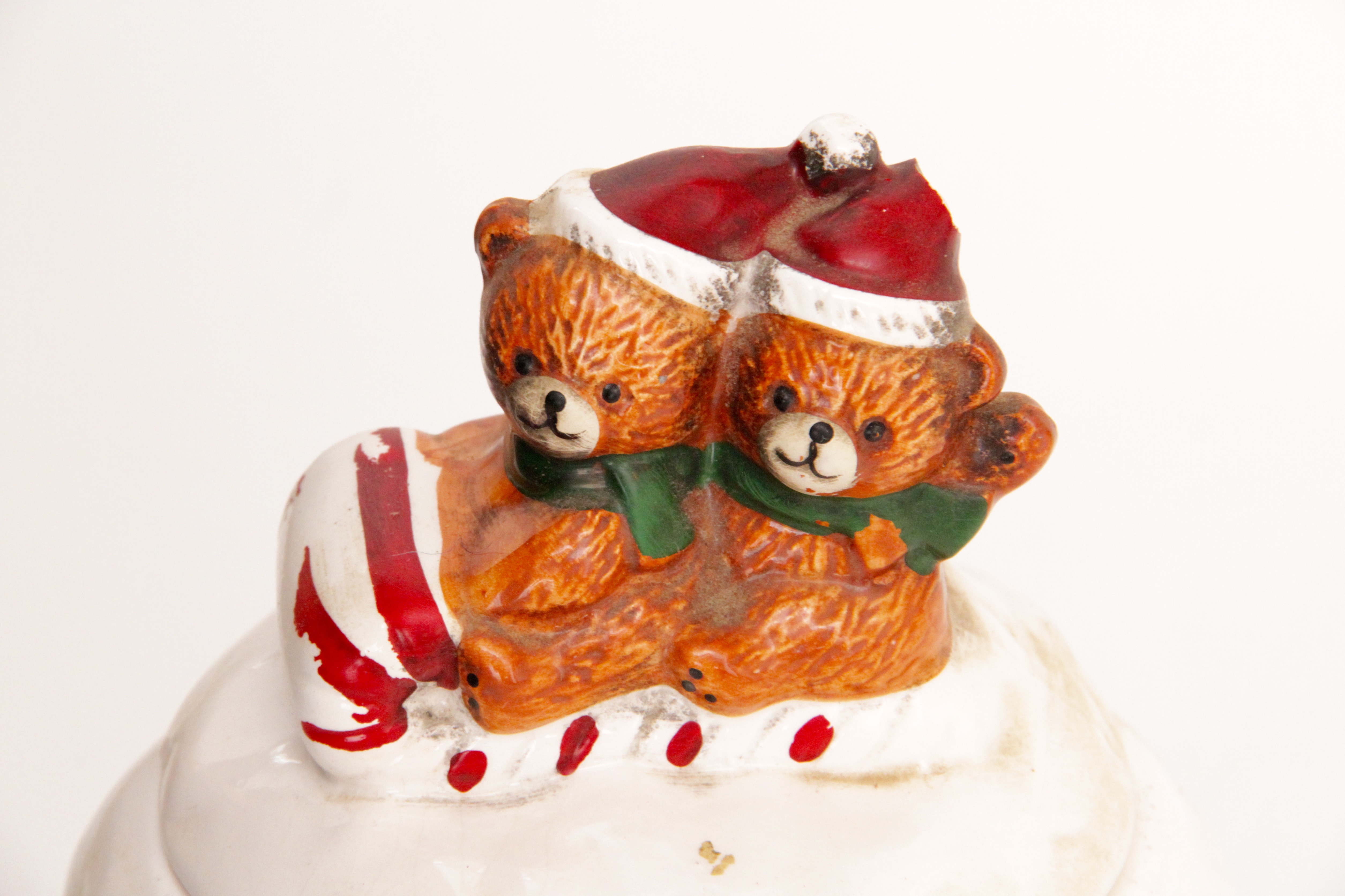 Vintage Set of Sledding Teddy Bears Cookie Jars