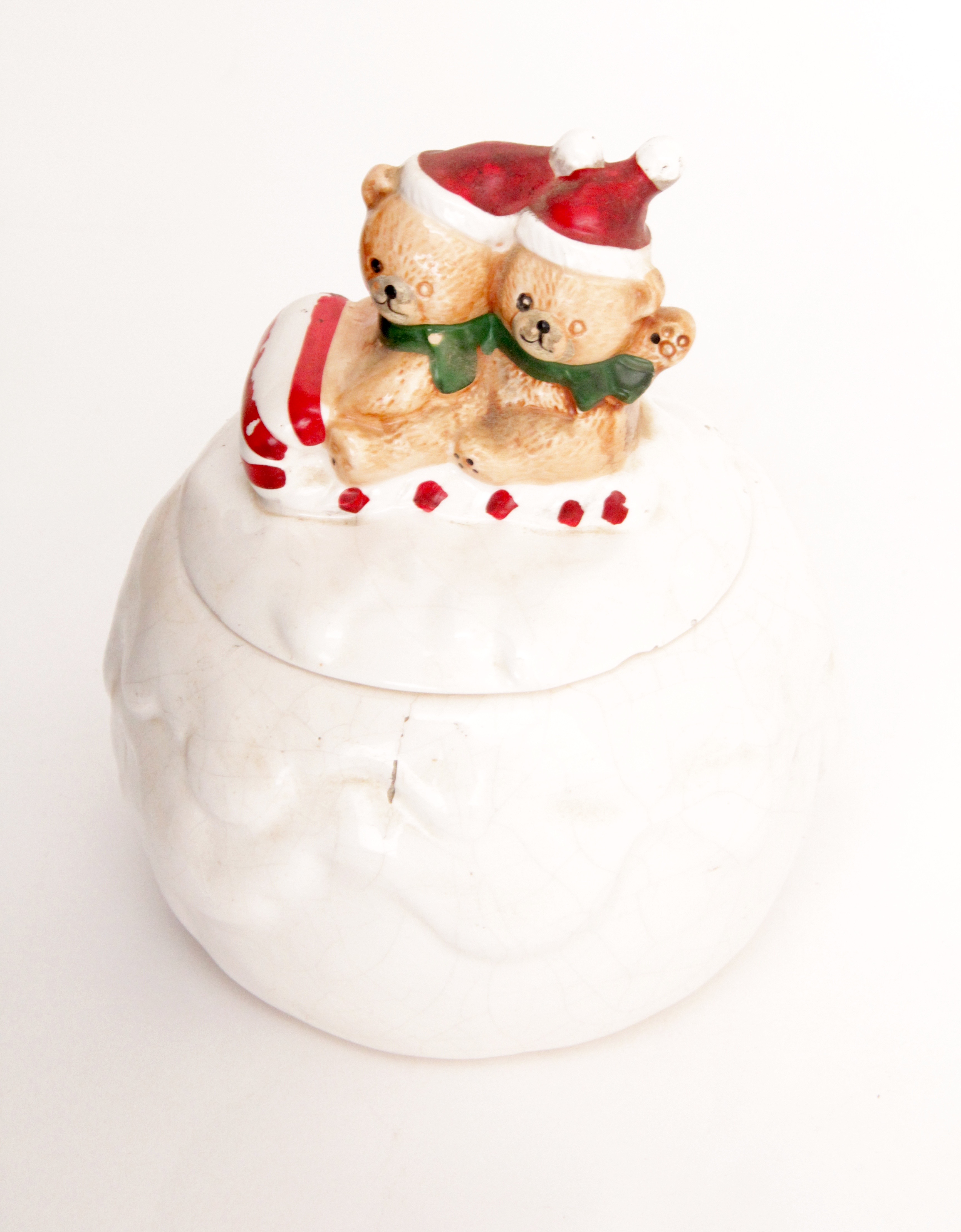 Vintage Set of Sledding Teddy Bears Cookie Jars