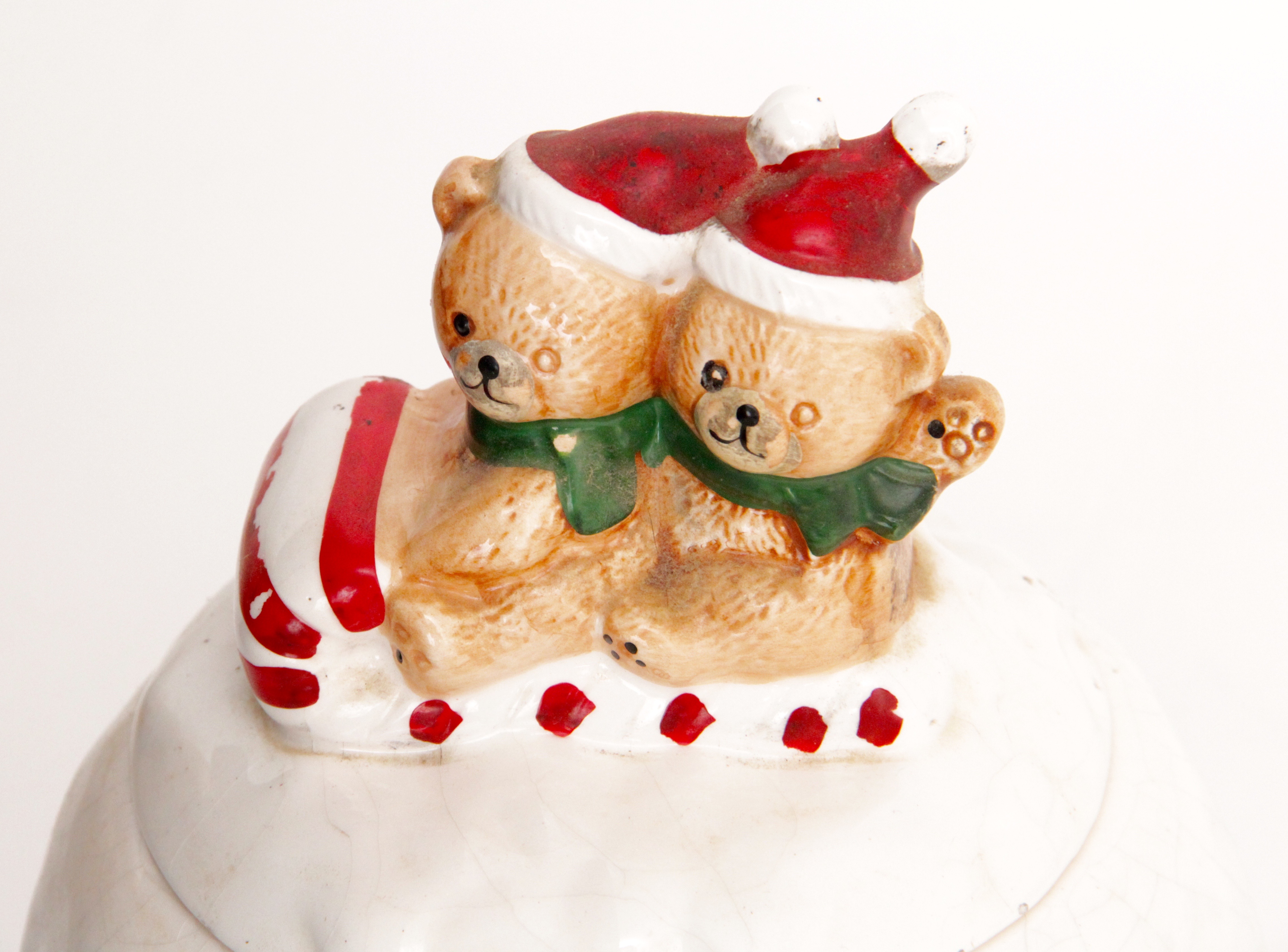 Vintage Set of Sledding Teddy Bears Cookie Jars
