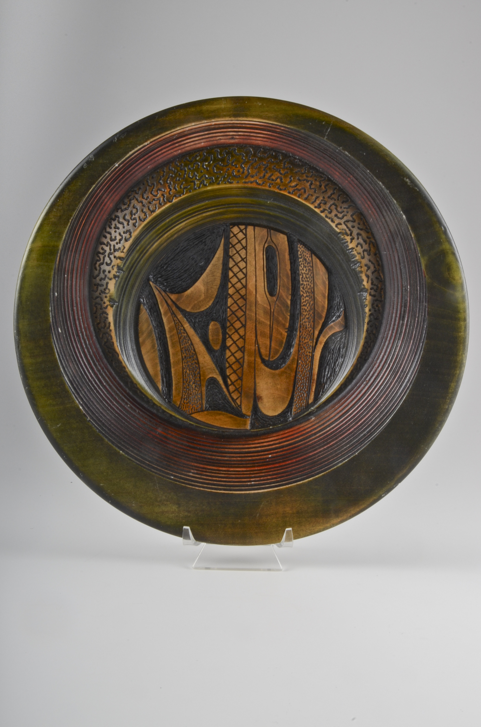 Artisan Carved Wood Bowl, Signed Douglas J Fisher