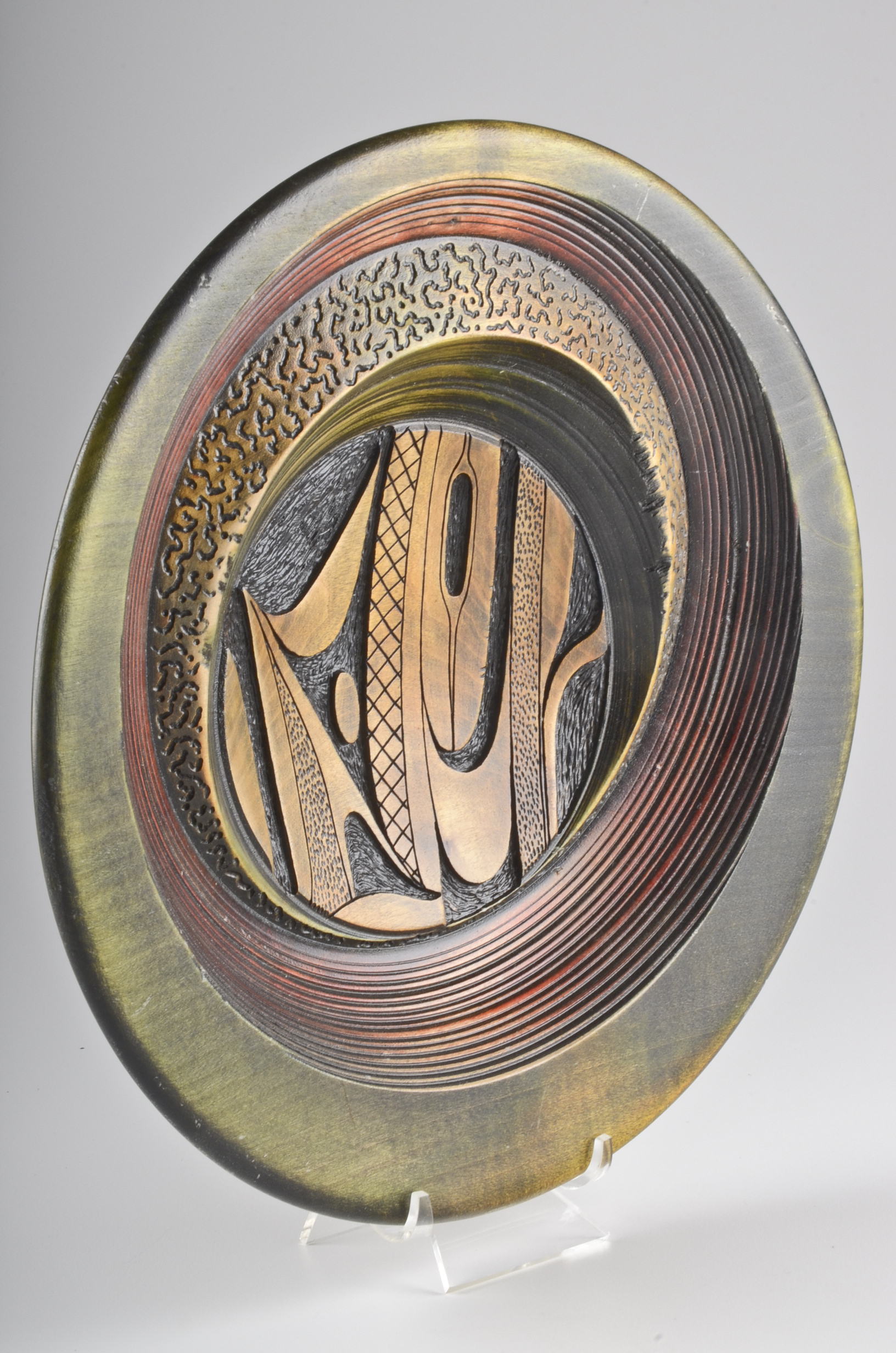 Artisan Carved Wood Bowl, Signed Douglas J Fisher