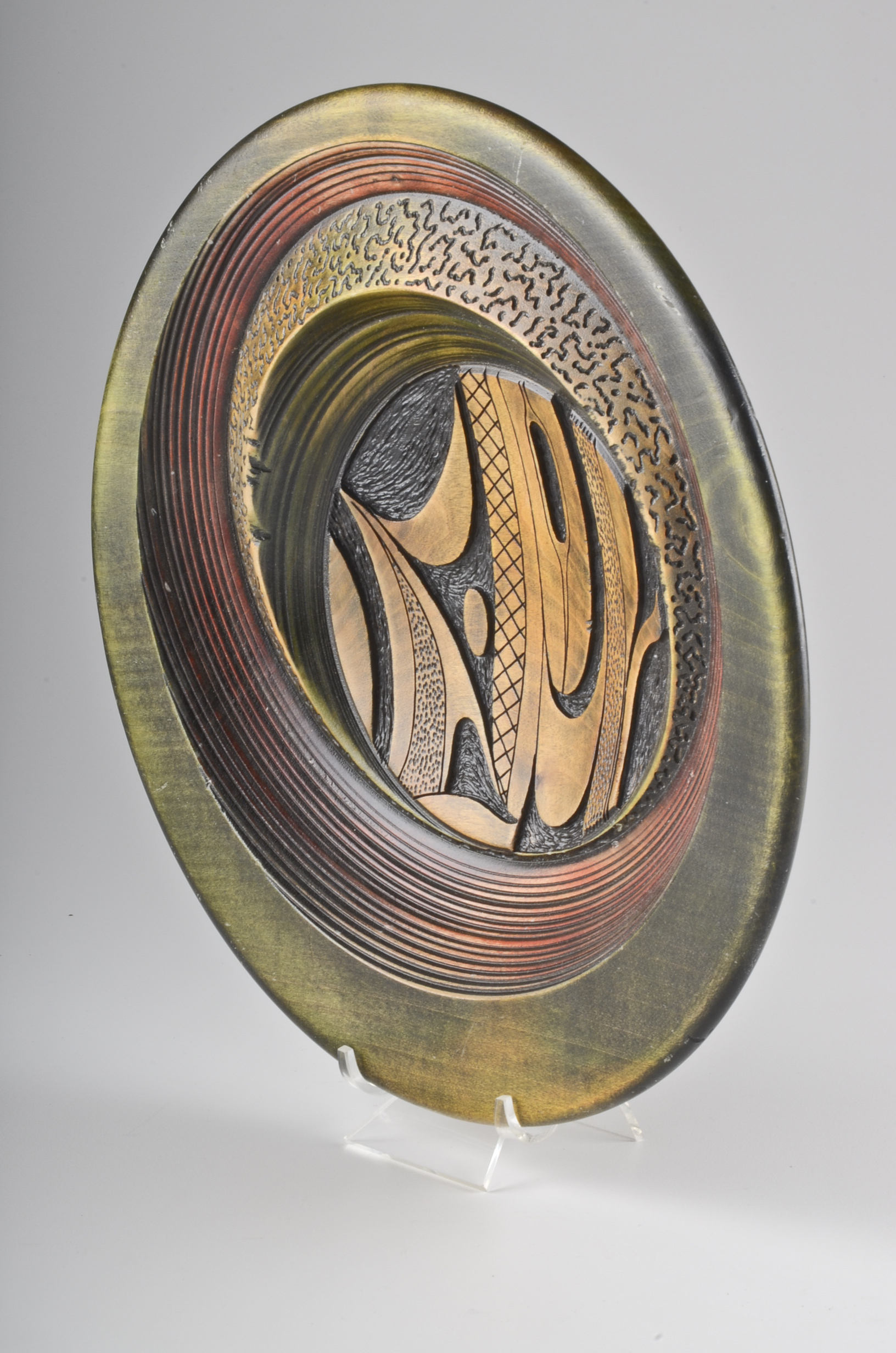 Artisan Carved Wood Bowl, Signed Douglas J Fisher