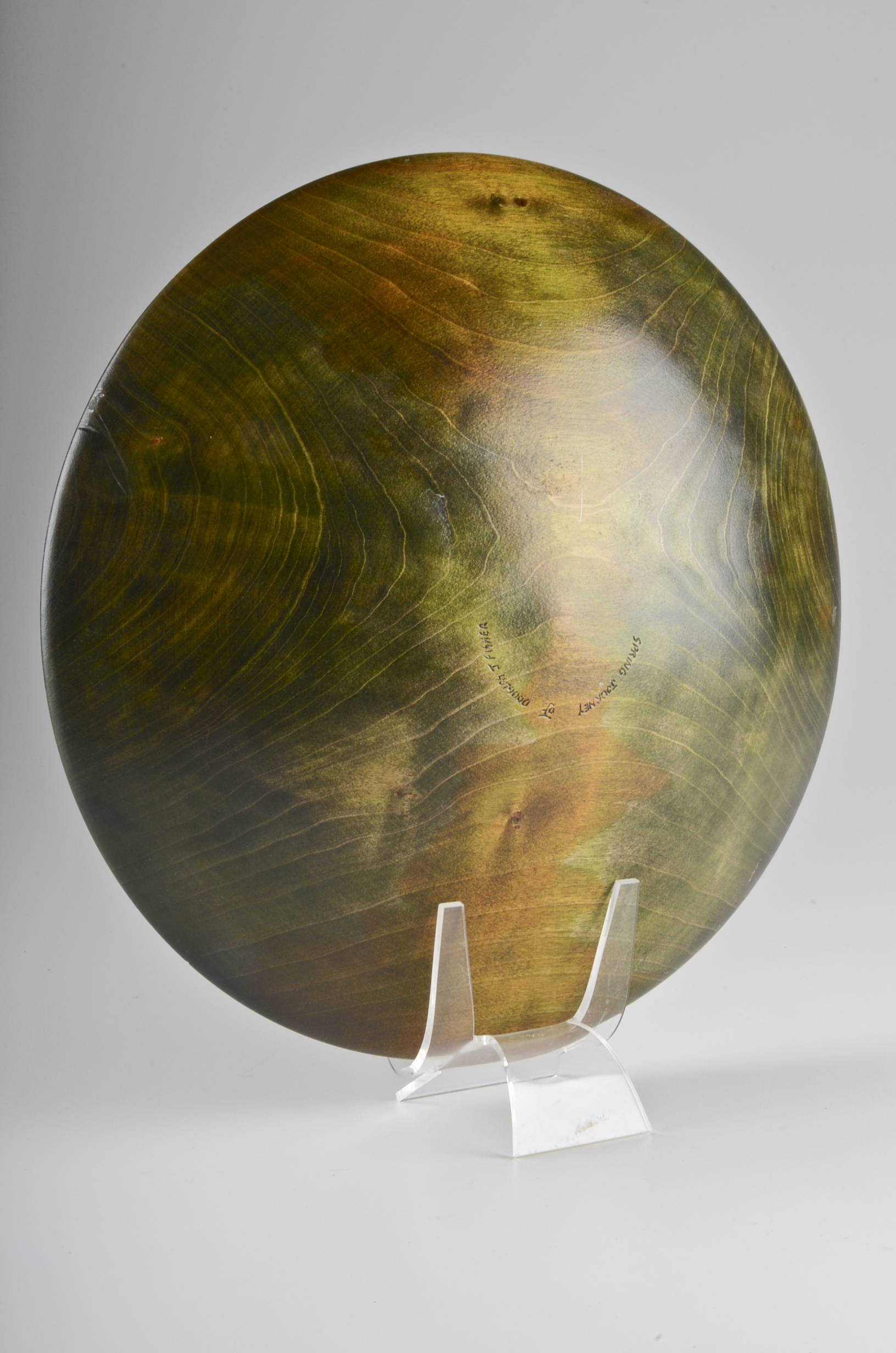 Artisan Carved Wood Bowl, Signed Douglas J Fisher