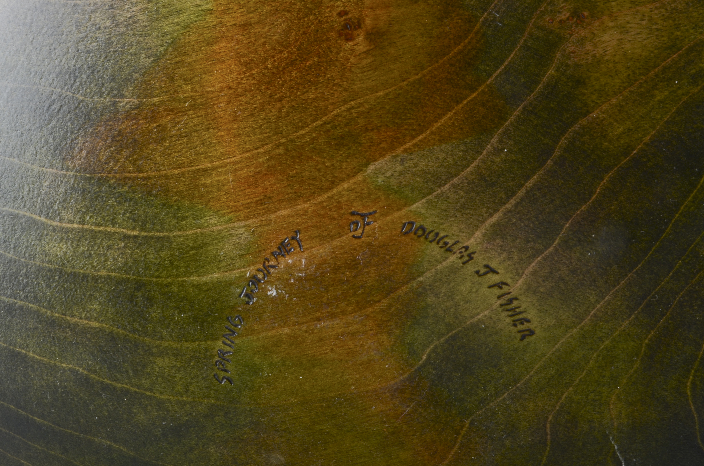 Artisan Carved Wood Bowl, Signed Douglas J Fisher