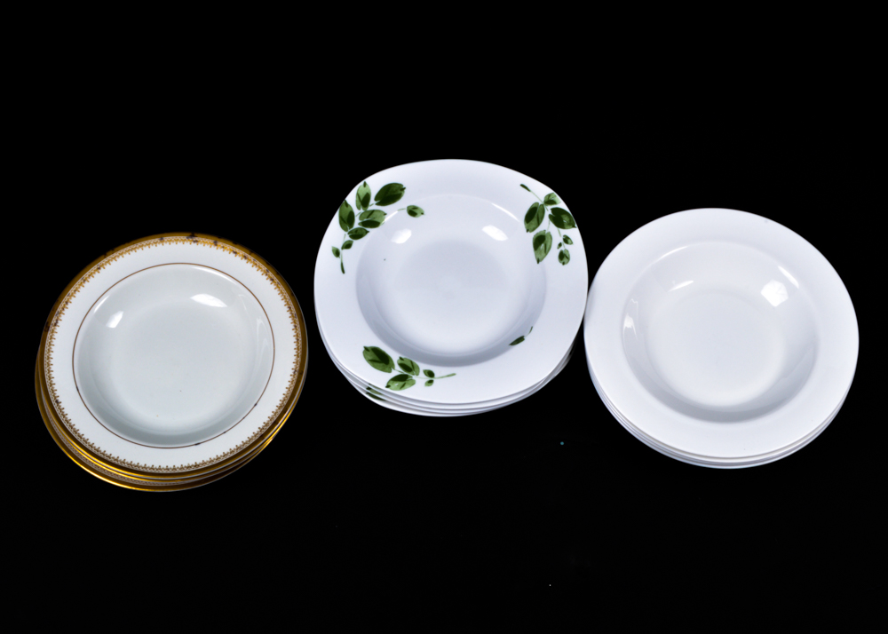 White Corning Bowls with Assorted Others