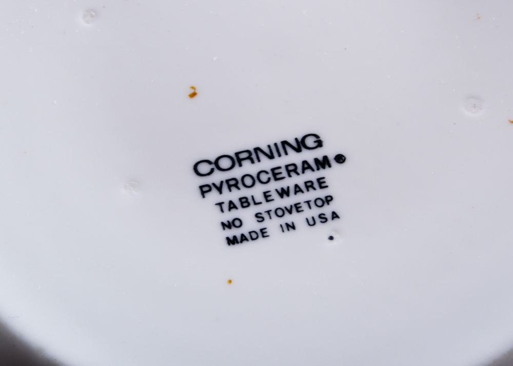 White Corning Bowls with Assorted Others