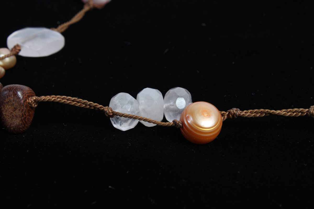 Handcrafted Silpada Designs Rose Quartz and Pearl Necklace