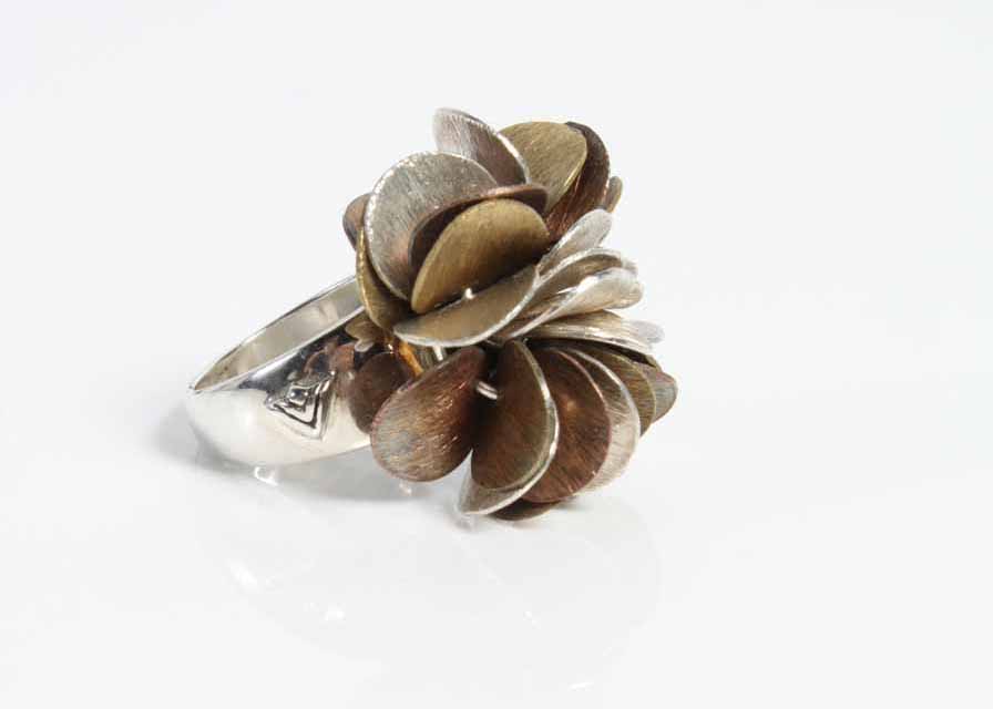 Sipada Designs Sterling Silver Copper and Brass Cha Cha Ring