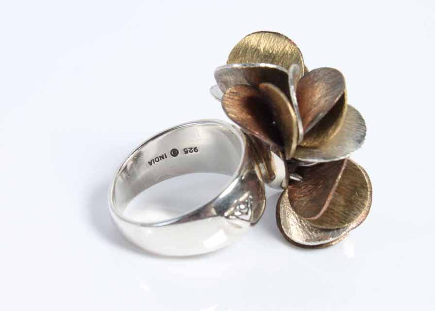 Sipada Designs Sterling Silver Copper and Brass Cha Cha Ring
