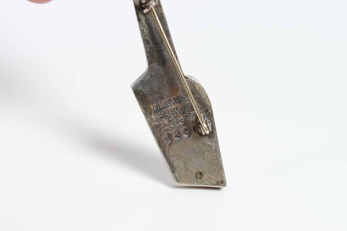 Sterling Silver JONO Piedra Necra Signed Guitar Pin