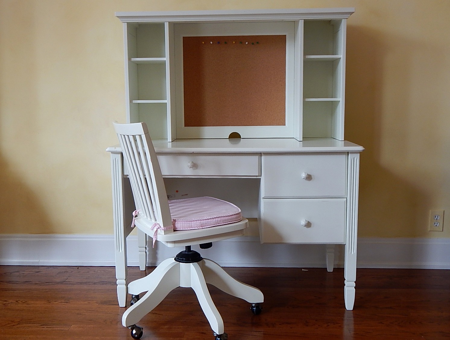 Pottery Barn Kids White Desk, Hutch, and Chair