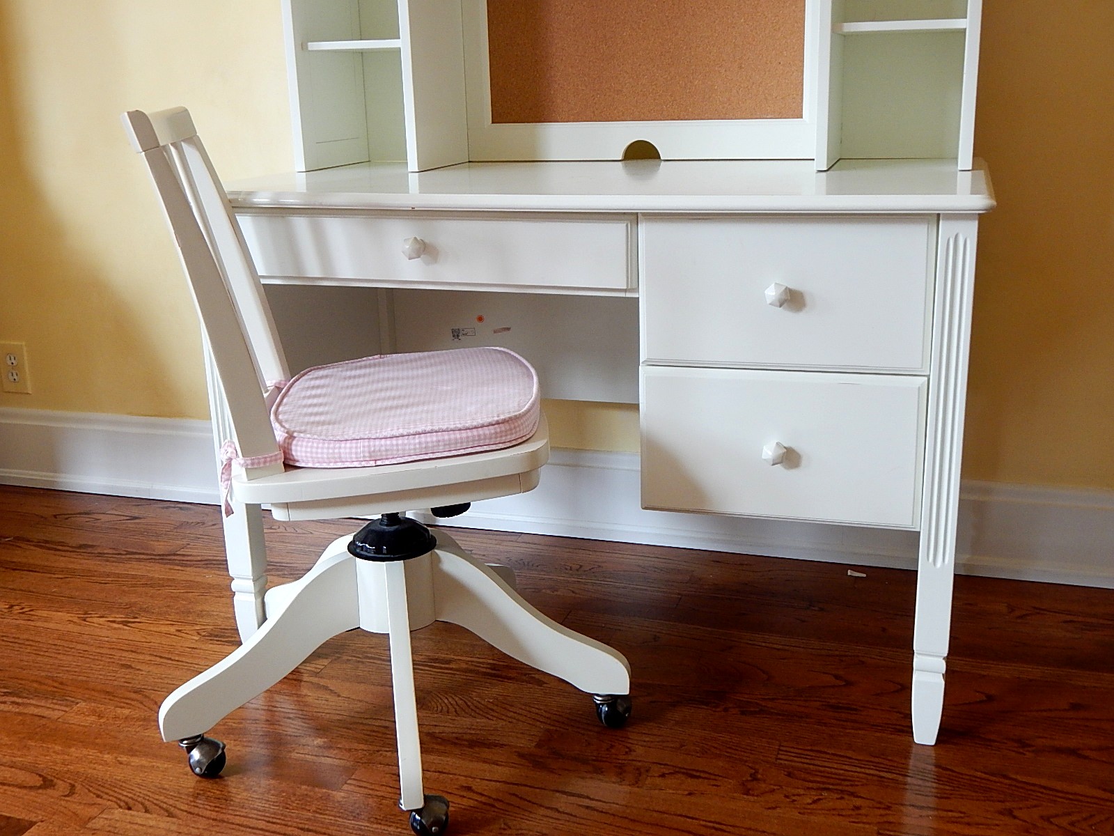 Pottery Barn Kids White Desk, Hutch, and Chair