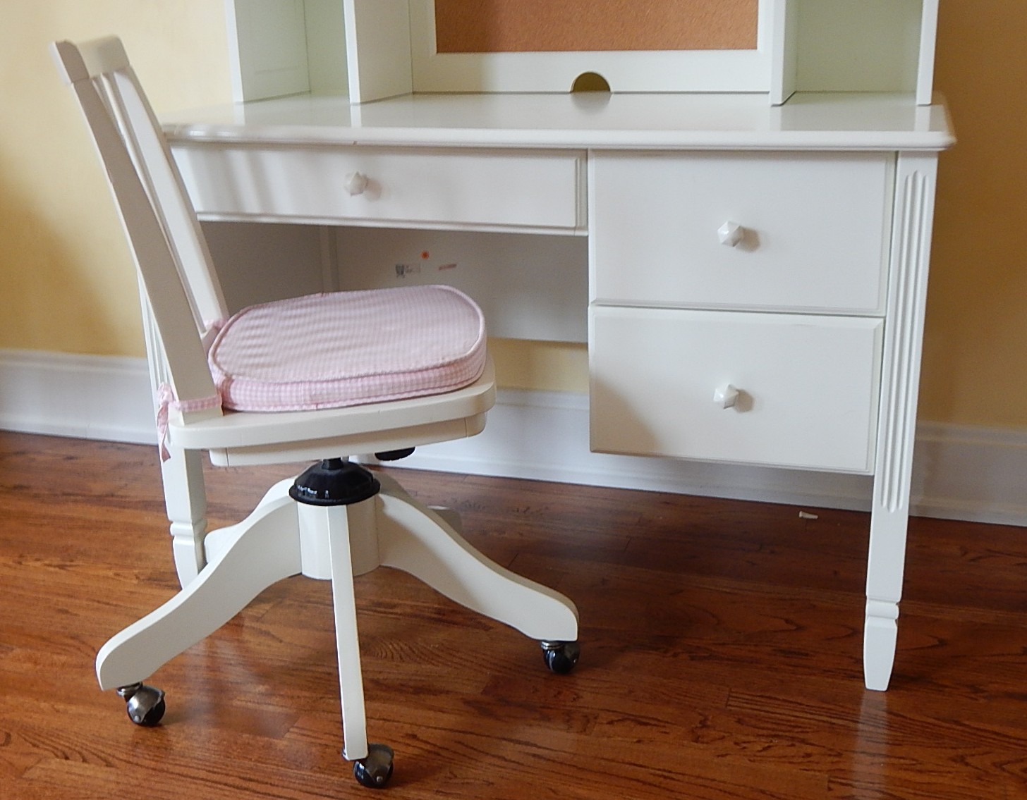Pottery Barn Kids White Desk, Hutch, and Chair