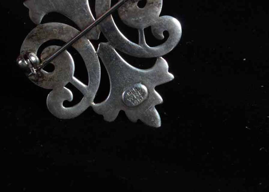 14K Gold and Sterling Silver Fleur de Lis Pin