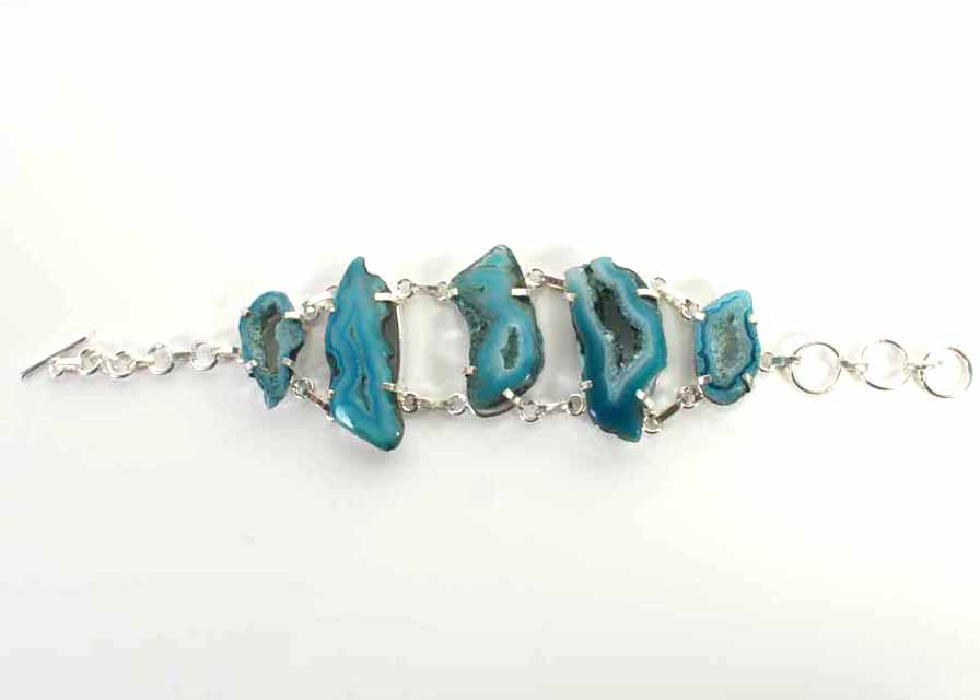 Sterling Blue Geode Bracelet