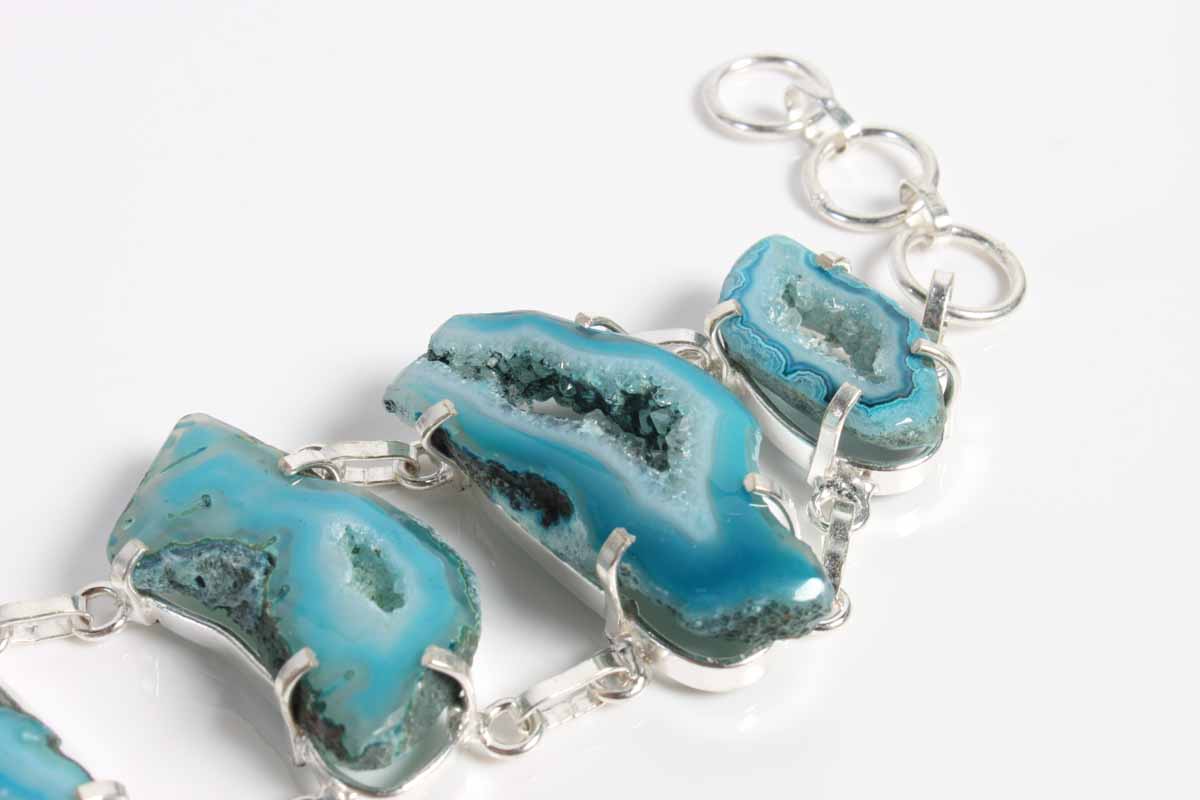 Sterling Blue Geode Bracelet