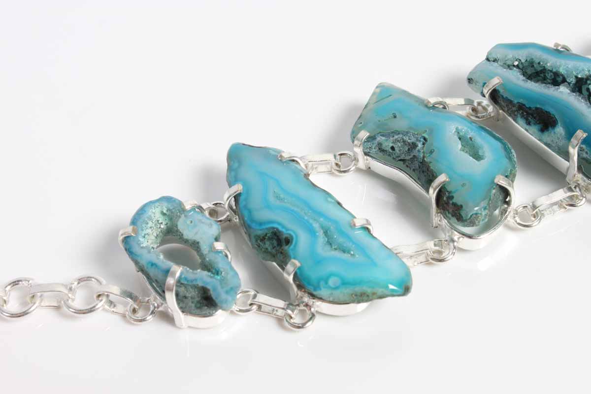 Sterling Blue Geode Bracelet