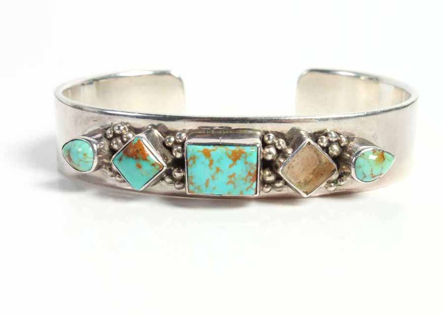 Sterling Silver M. Lee Turquoise Cuff Bracelet