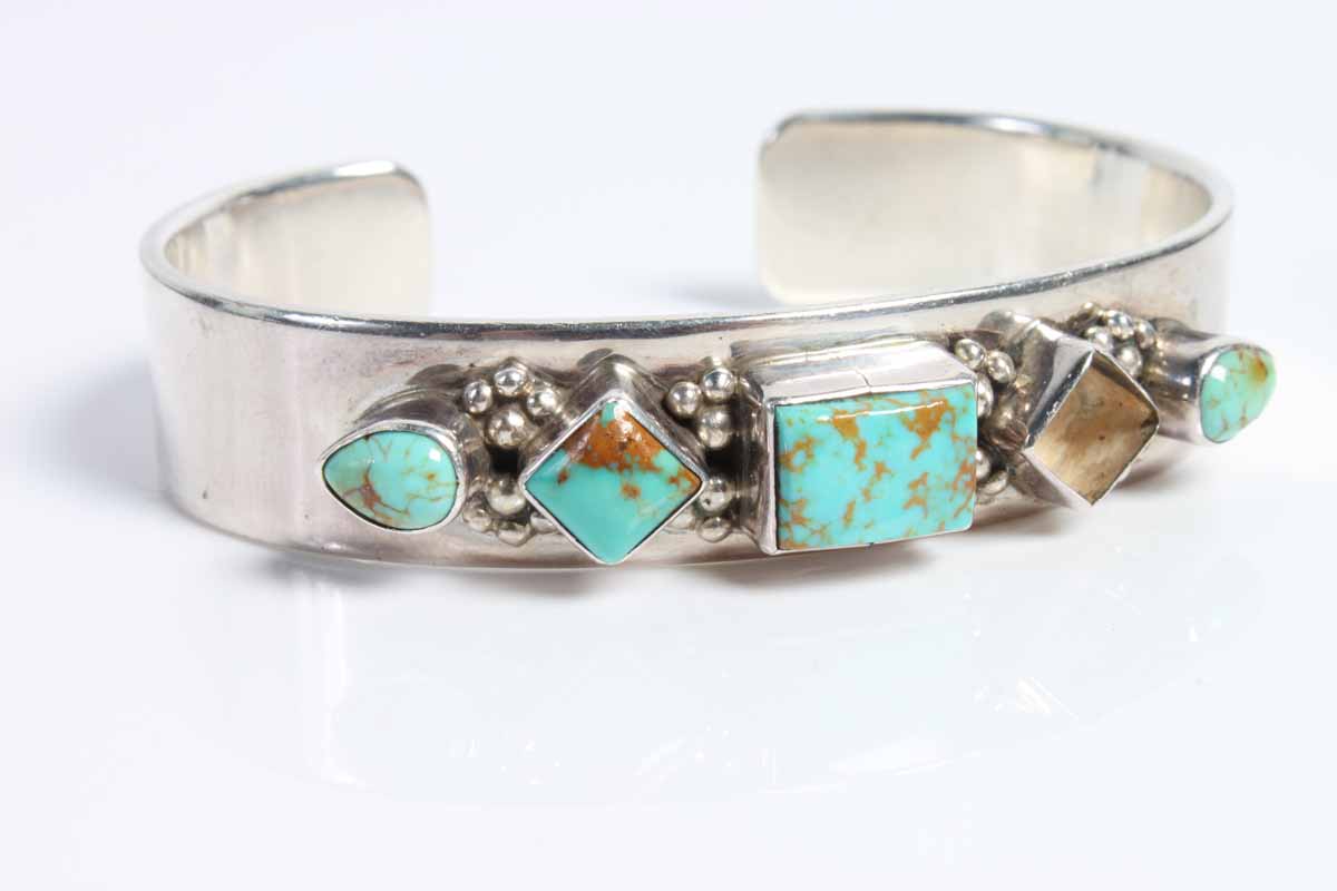 Sterling Silver M. Lee Turquoise Cuff Bracelet