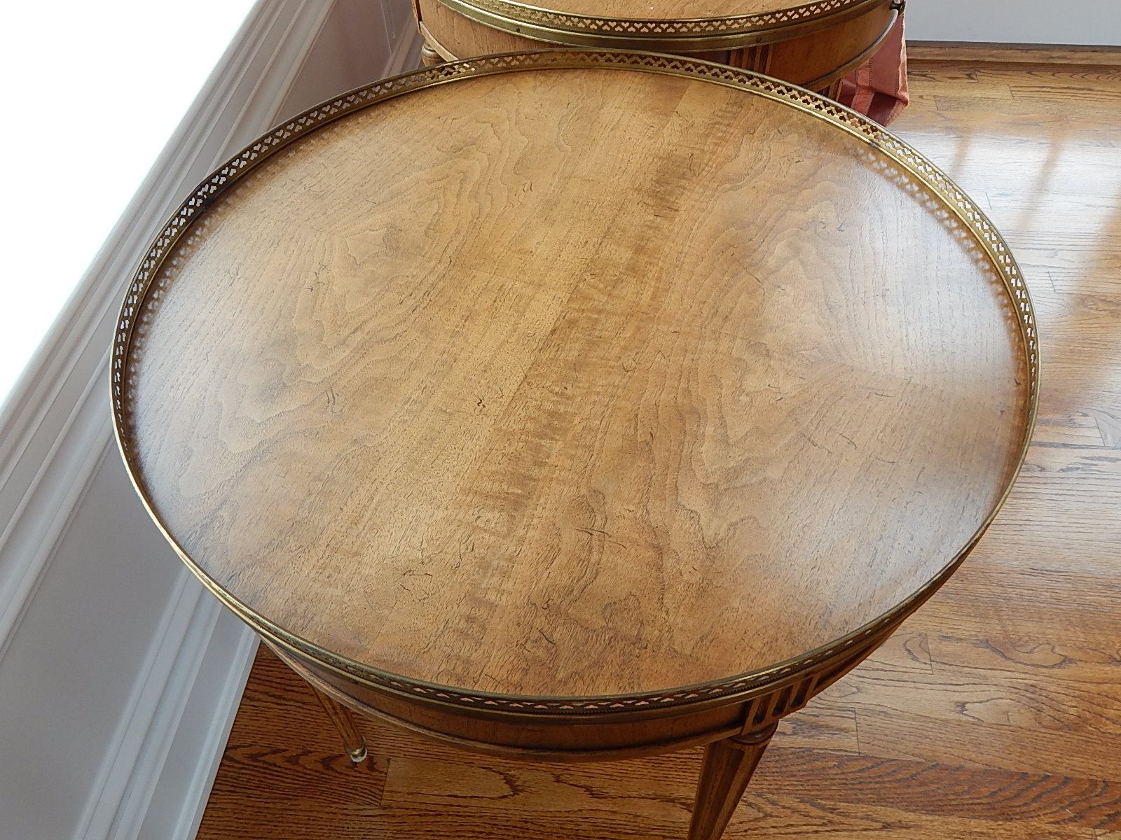 Baker Furniture French Louis XVI Style Round Walnut Tables