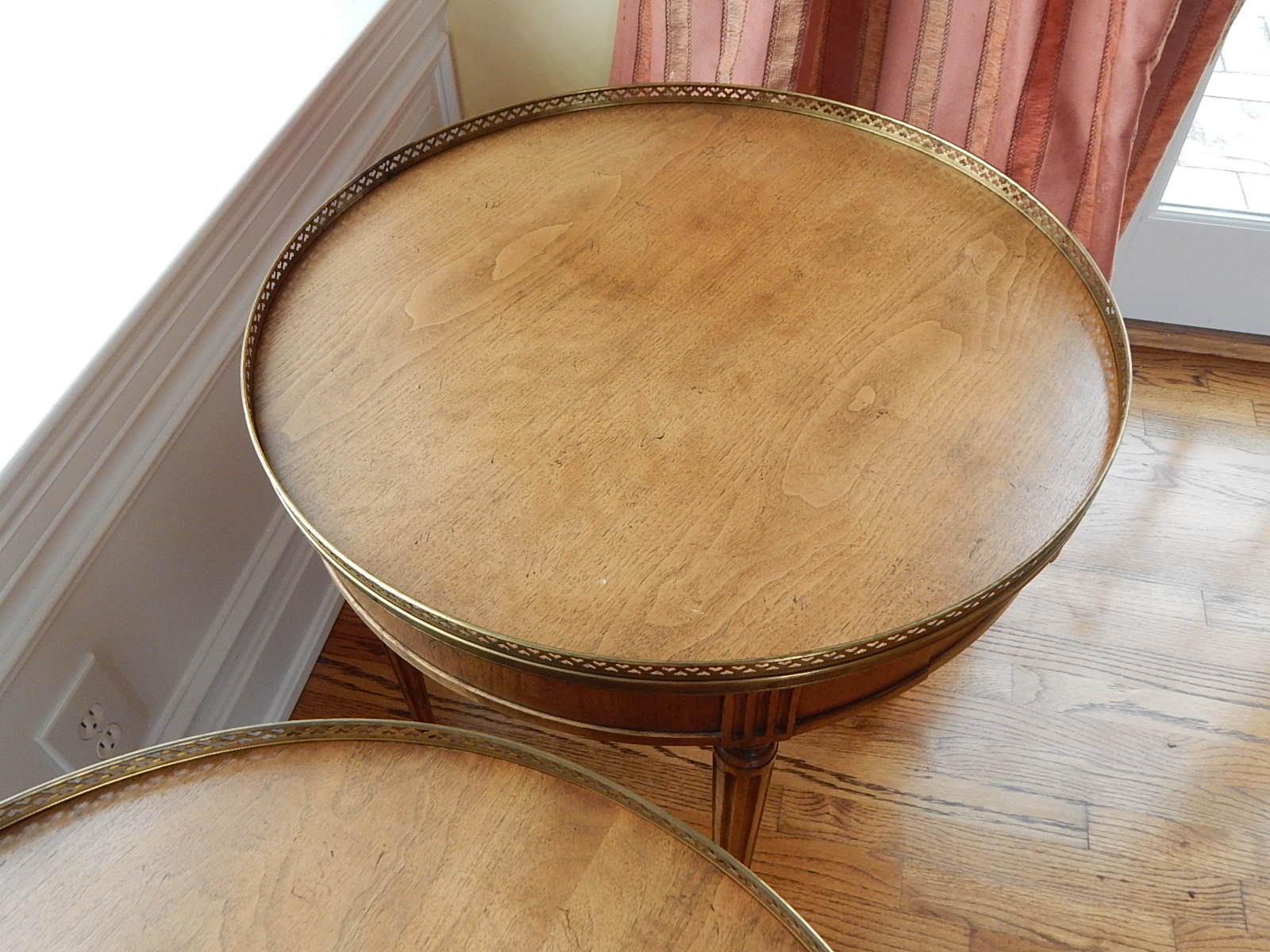 Baker Furniture French Louis XVI Style Round Walnut Tables
