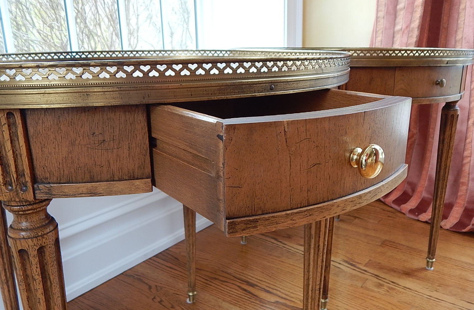 Baker Furniture French Louis XVI Style Round Walnut Tables