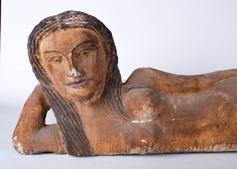 Carved Wood Mermaid Figure